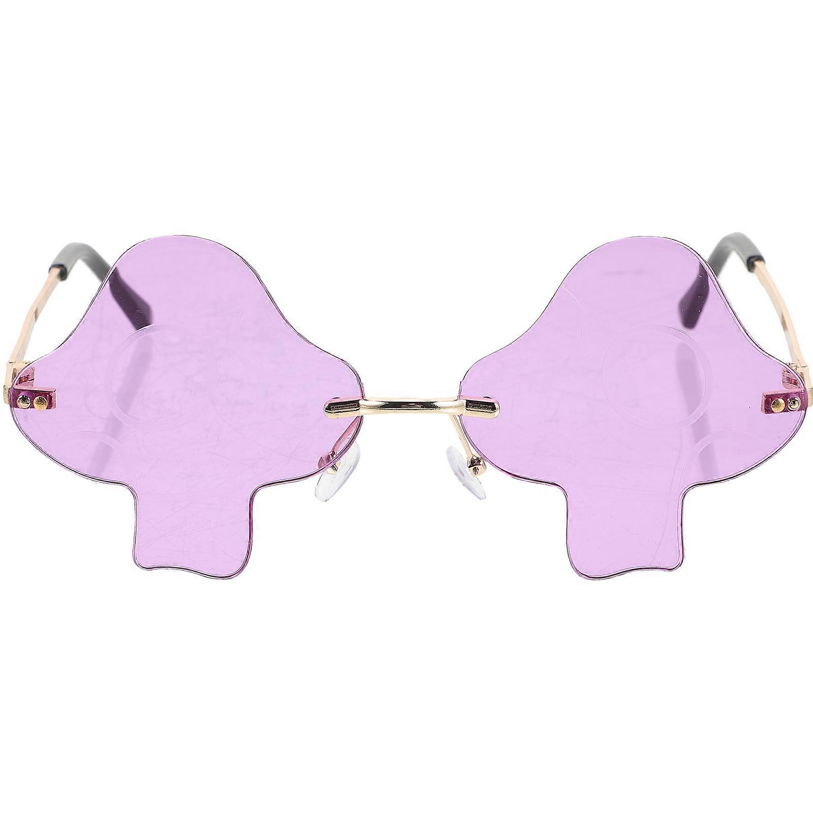 Mushroom Sunglasses Women Rimless Design Outdoor Activities Irregular Shape 1Set