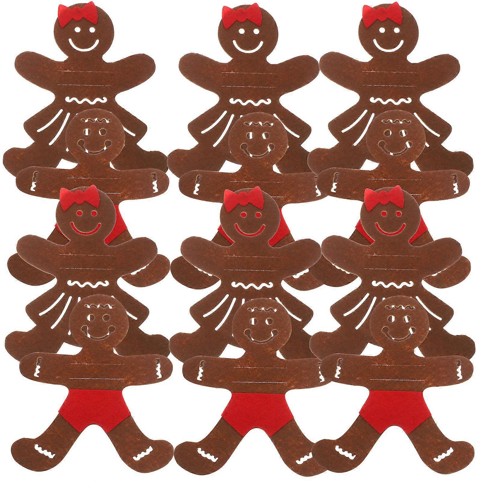 12pcs Christmas Gingerbread Man Cutlery Holders Festive Utensil Pouches for Dinner Table Decor, Adorable Xmas Party Favors for Forks & Spoons,