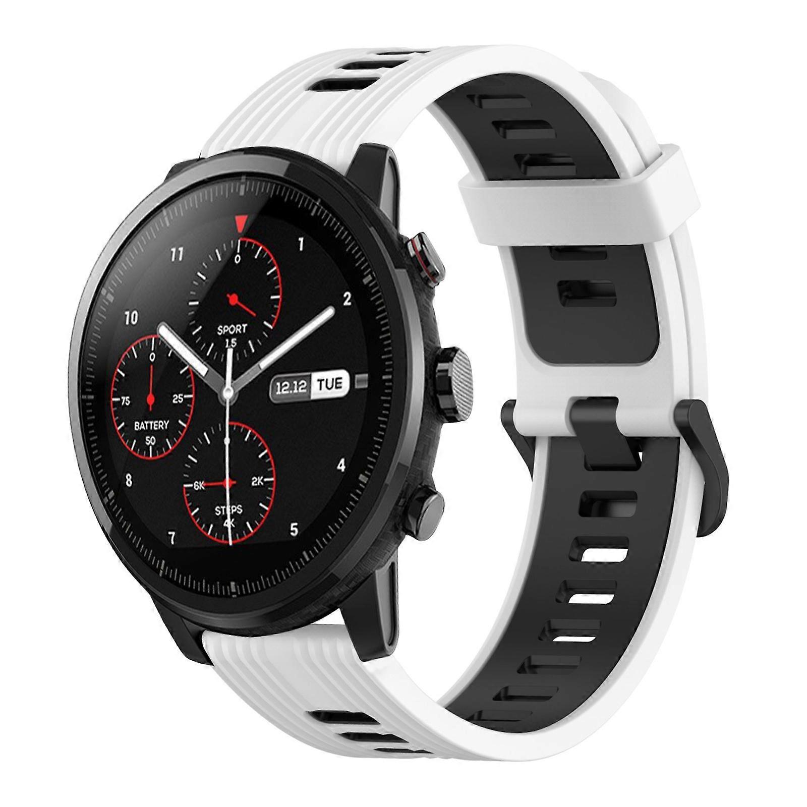 For Amazfit 3 22mm Vertical Pattern Two-Color Silicone Watch Band