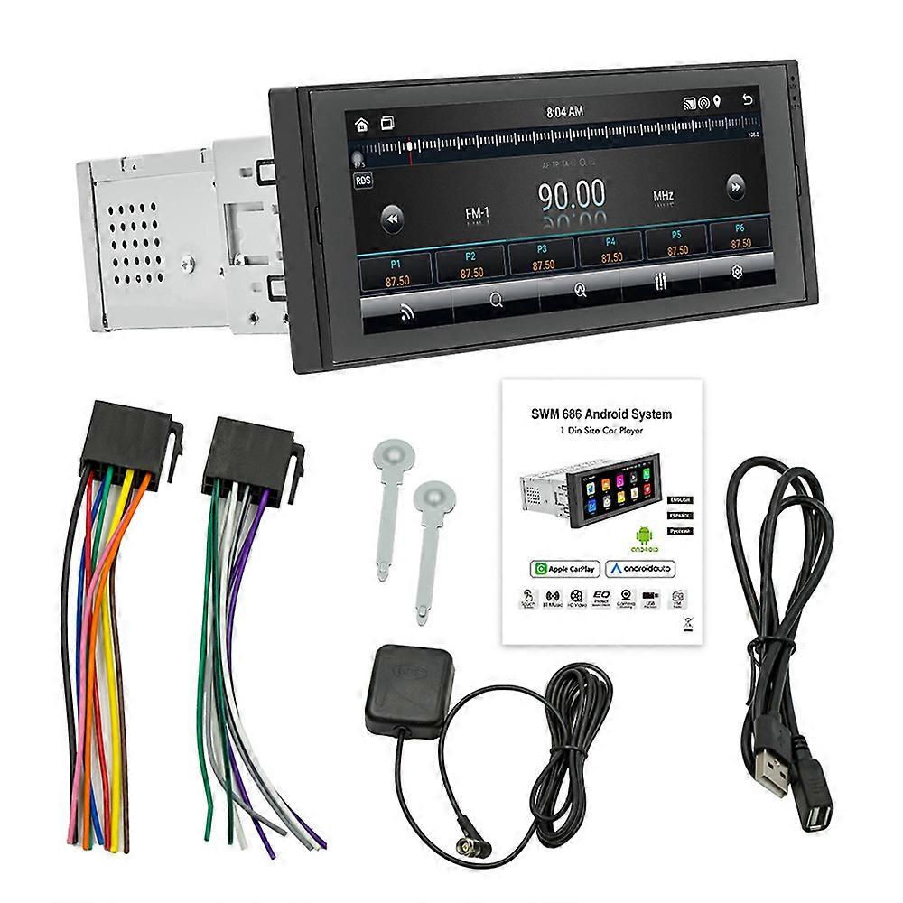 6,86 pouces écran tactile Android 12 autoradio mono din sans fil Carplay Android Auto GPS navigation Bluetooth FM Radio caméra arrière