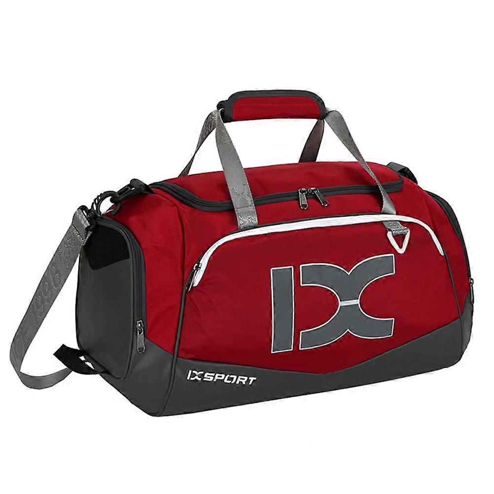 Polyester Dry and Wet Separation Bag, Large Capacity Fitness Training Bag, Multifunctional WearResistant for Men and Women Red White