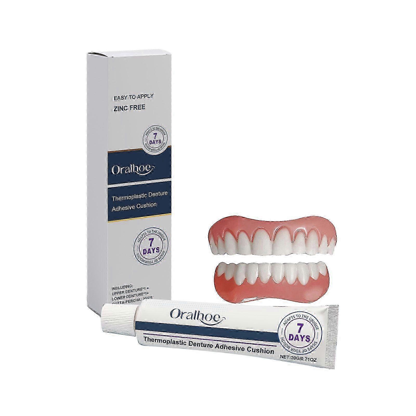 Silicone Reline Denture Set + Thermoplastic Denture Adhesive, Soft Denture Silicone Reline Kit for Men Women, Suitable for Securing Upper and Lower De