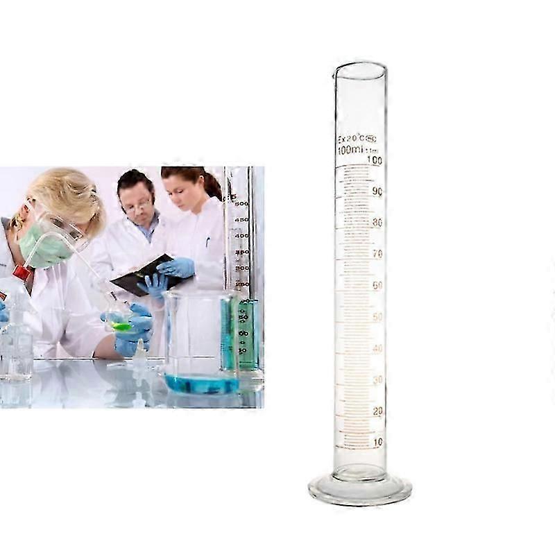 100 mL Glass Graduated Cylinder Measuring Single Metric Scale Spout Measure
