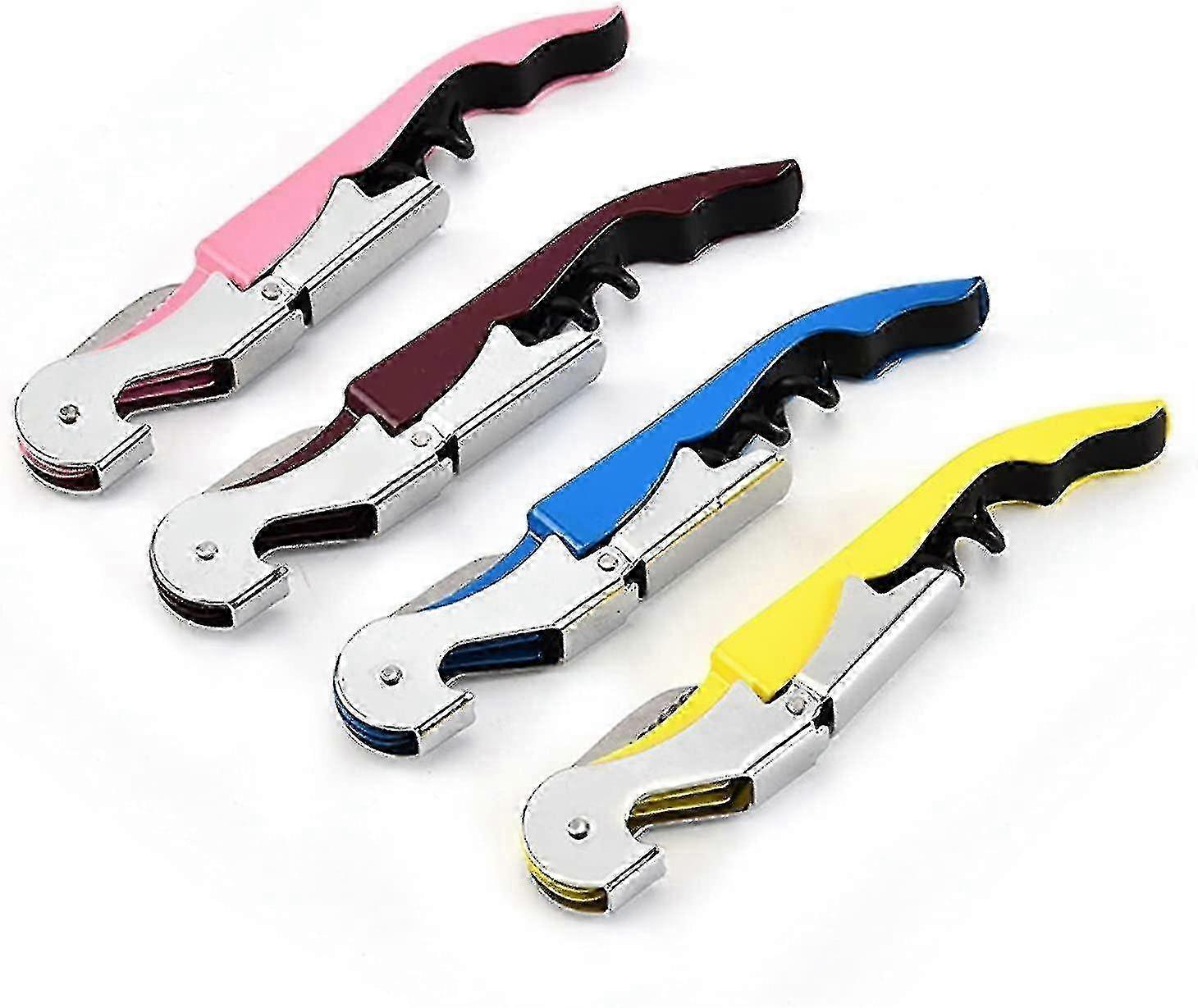Heavy Duty Stainless Steel Double Hinged Corkscrew for Wine Bottles with Multi-Function Server