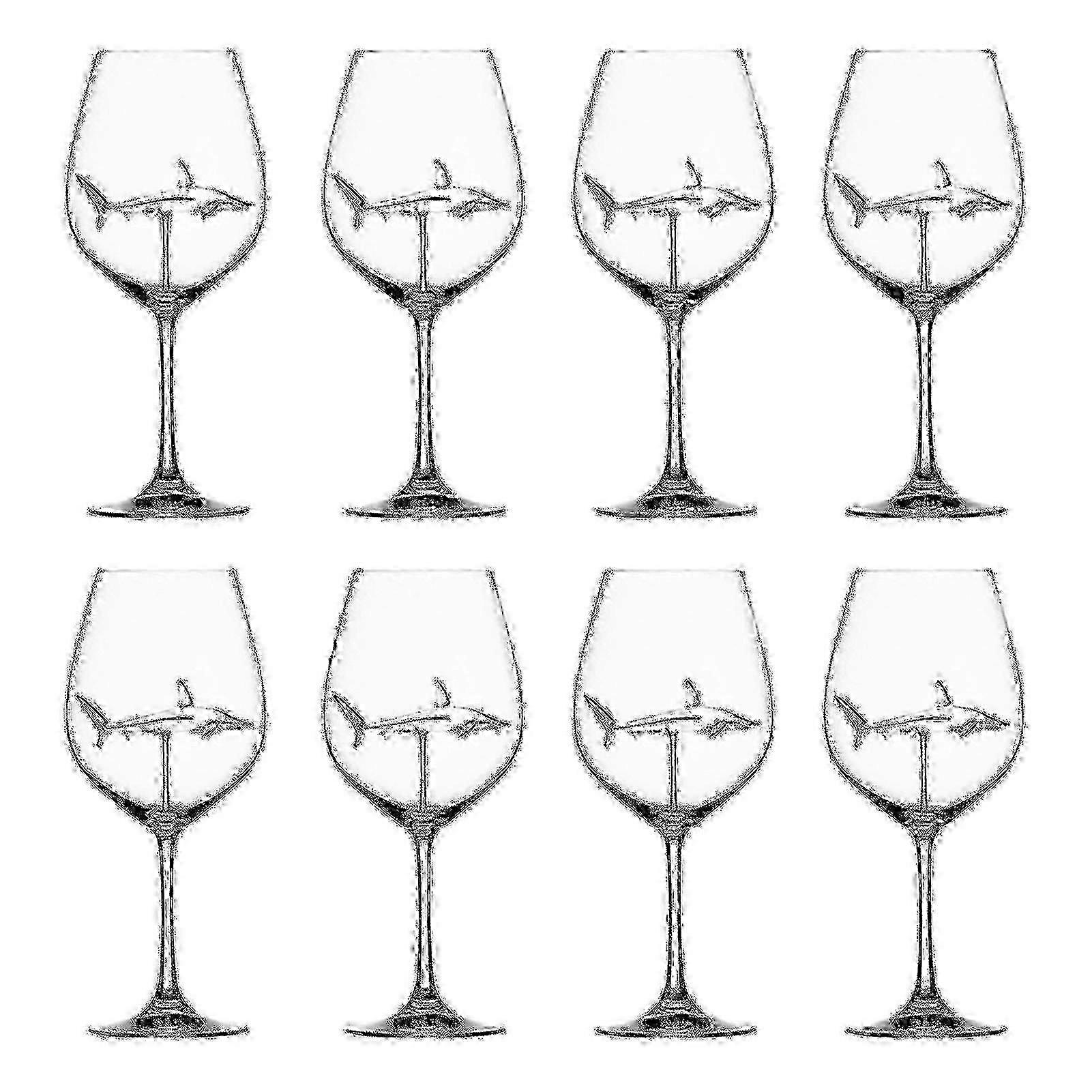Shark Design 8 db-os borospohár készlet - Clear Bar Party serlegek koktélokhoz és italokhoz