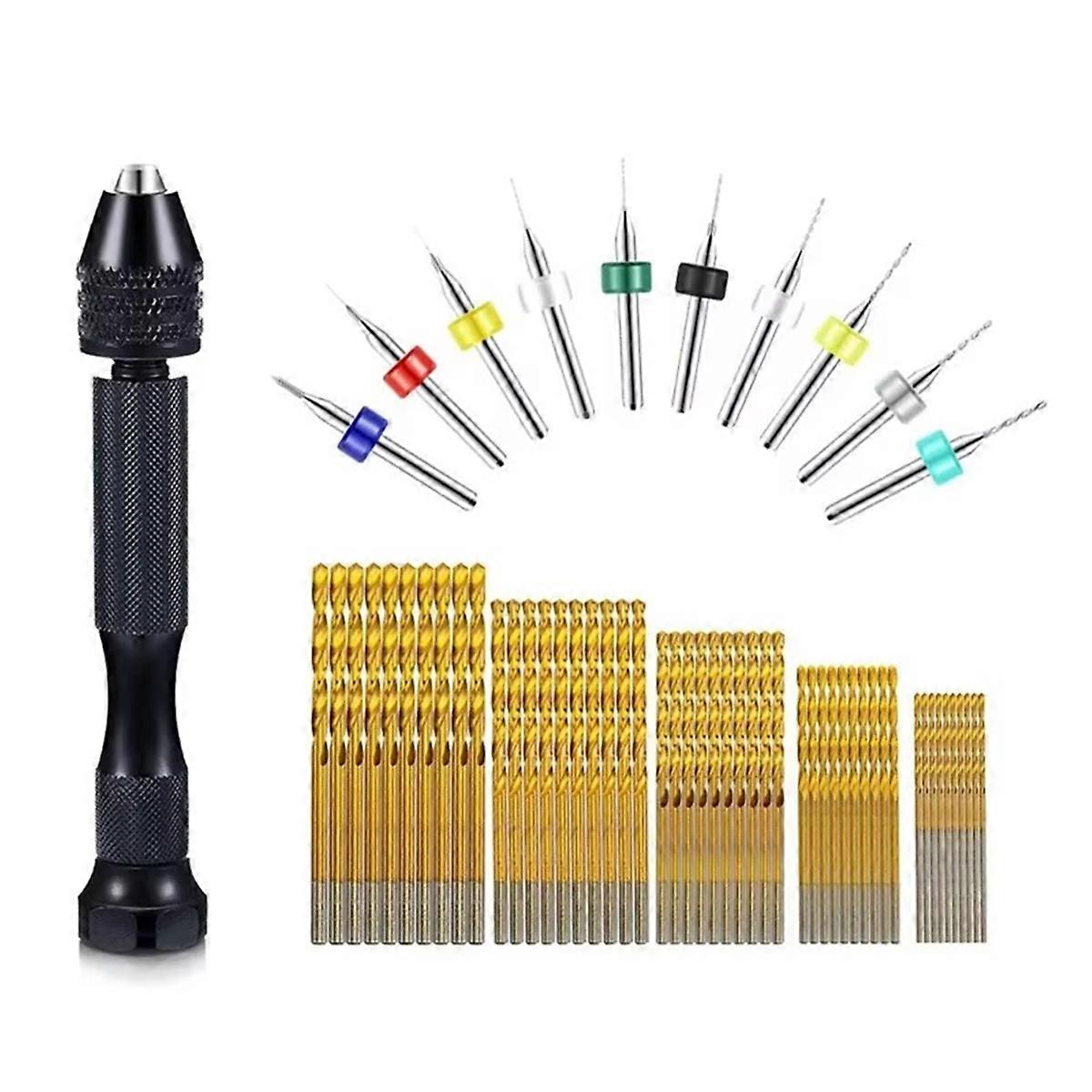 Mini Pin Vise Hand Drill Twist Bit PCB Set Rotary Tool for DIY Craft