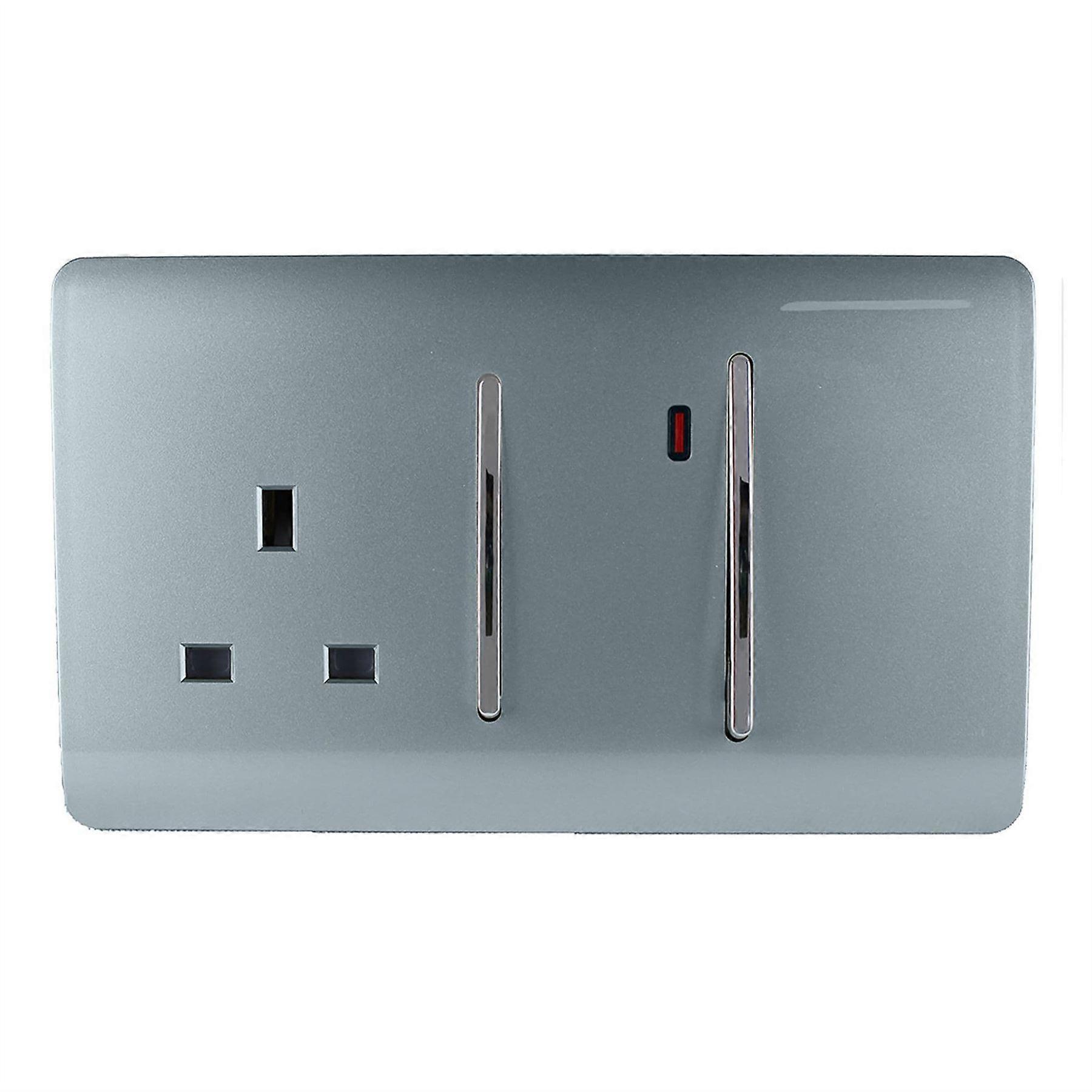 Trendi Artistic Modern Glossy 45 A Cooker Switch & Plug Socket Inc Neon Insert Cool Grey