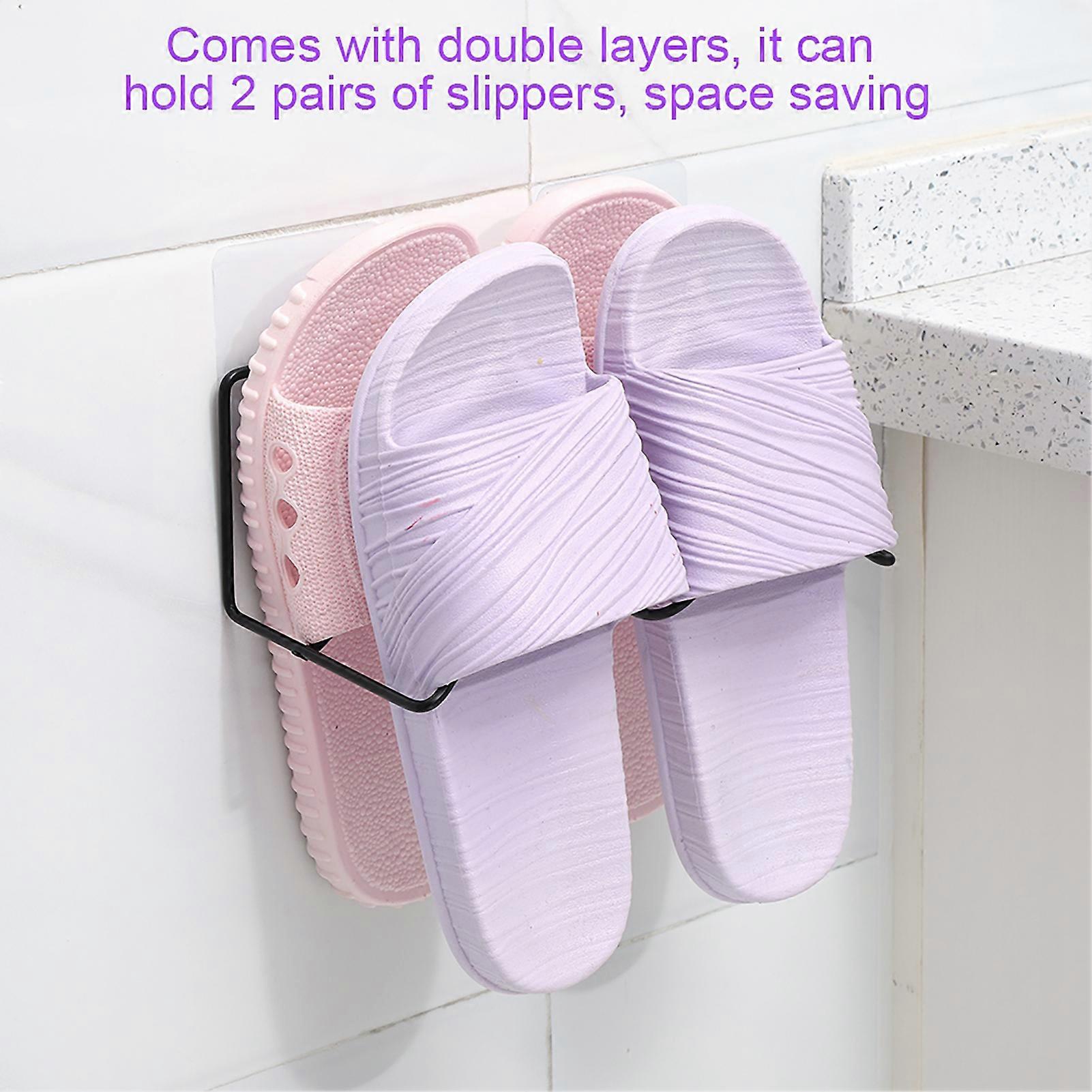 Double Layer Wall Mounted Shoes Rack Hanger 22.5x8.5x10.5 cm Black