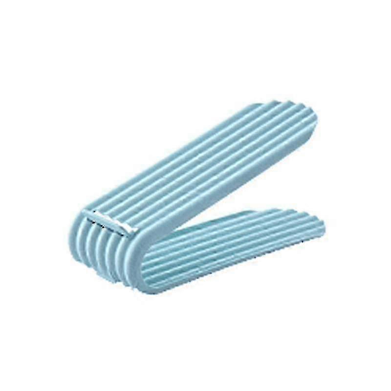 Διπλό στρώμα Ράφι αποθήκευσης παπουτσιών διευθετήσιμη υποδοχή υποστήριξης υποδημάτων διοργανωτή για το σπίτι Υπνοδωμάτιο κοιτώνα ντουλάπα Οργάνωση Stacker DeckΓαλάζιο