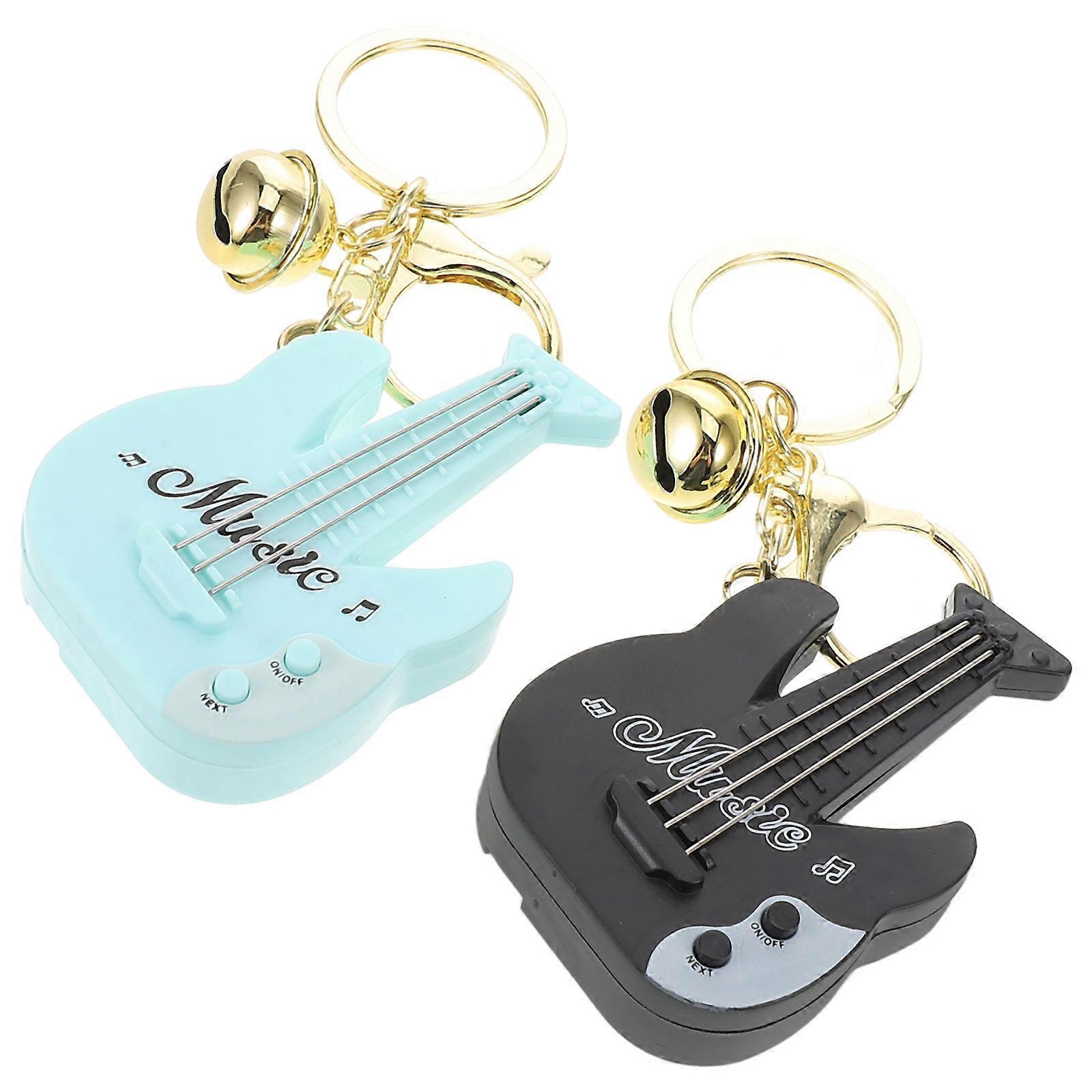 Multi-Functional Guitar Keychain Pendant for Decoration Made of Plastic and Electronic Compact