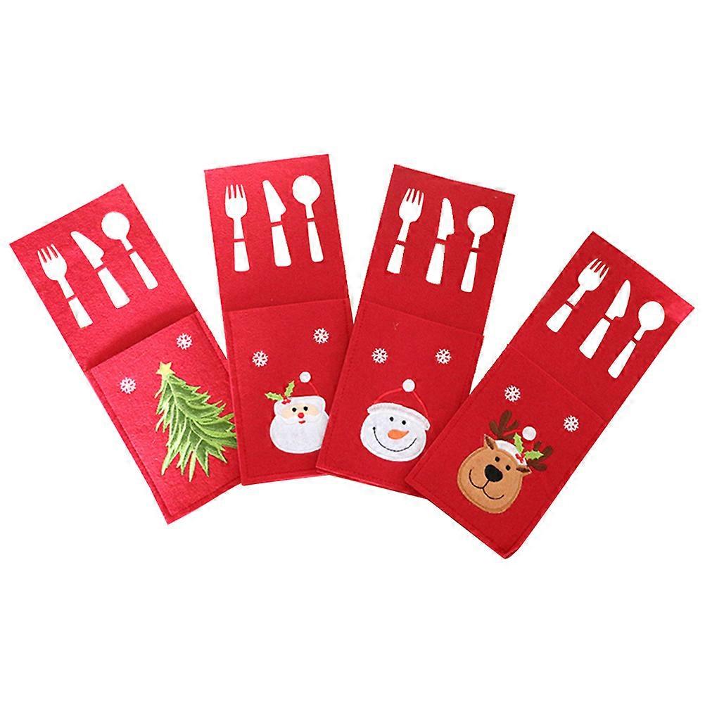 Tableware Holder Fork Bags for Christmas Party Use with 4Pcs Assorted Colors