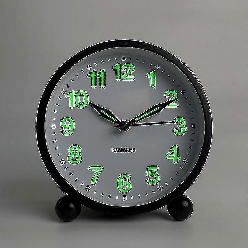 Analog Alarm Clock with Silent Operation and Warm Light - Minimalist Round Design