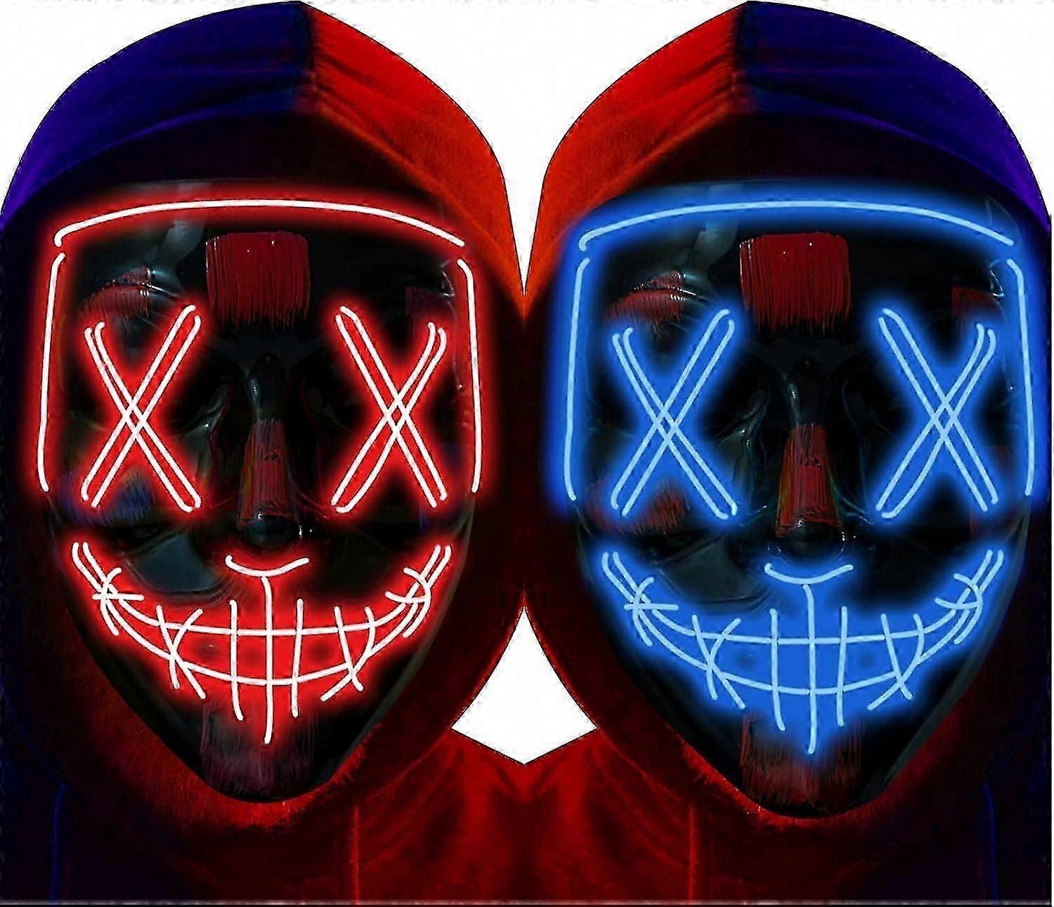 Festival Cosplay Kostüm Maskeli Balo Partileri için Cadılar Bayramı LED Işıklı Maske