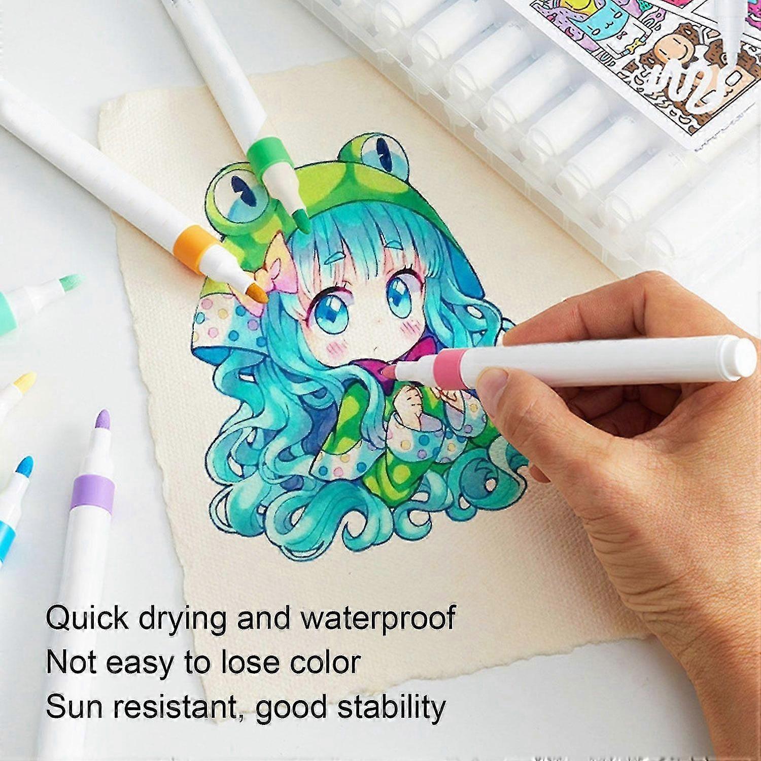 2025 أحدث طراز قلم علامة مزدوج ذو طرف مزدوج 24 لونا تجفيف سريع مقاوم للماء