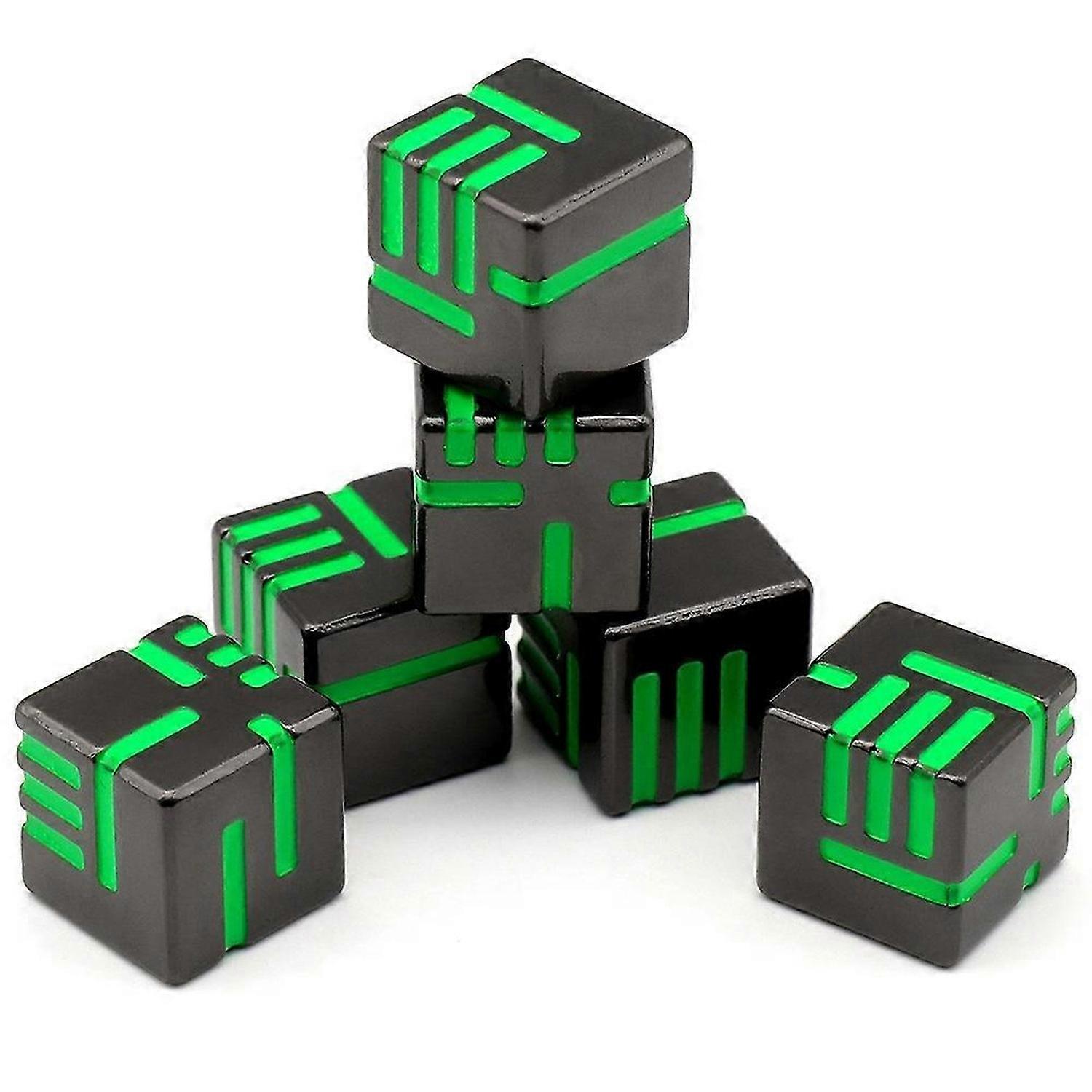 Metal Dice, 6PCS Heavy Solid Metallic Dice Set for Dungeons and Dragon Tabletop Game Green Black