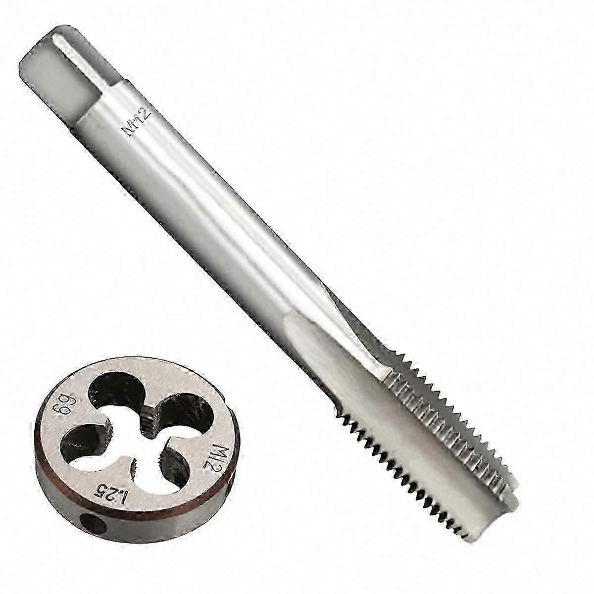 M12 X 1.25 Metric Thread Tap and Die Set, High-Speed Steel Machine Threading Tool Kit