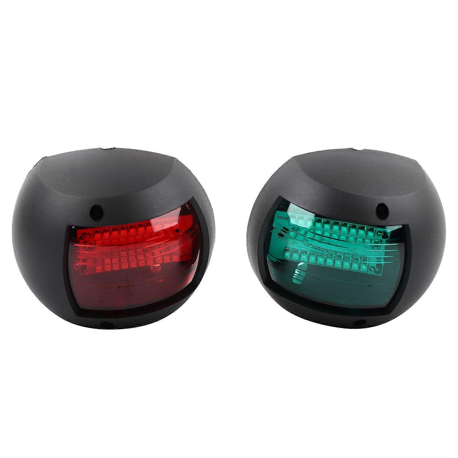 Pair of Signal Lamp Spherical Red Green LED Waterproof Boat Navigation Light DC12V-24V 3WBlack