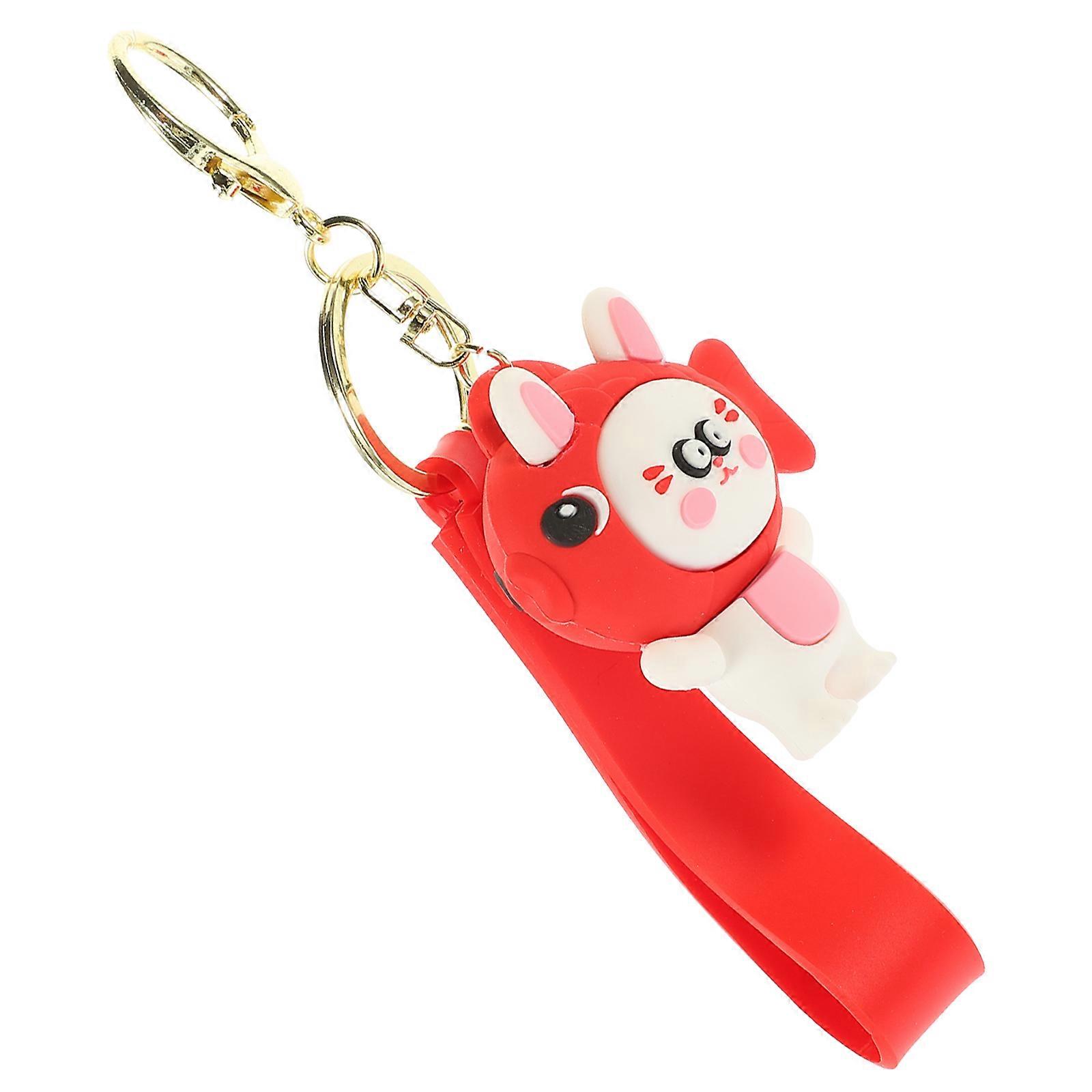 Cute Rabbit Keychain Cartoon Keyring for Daily Use PVC Metal