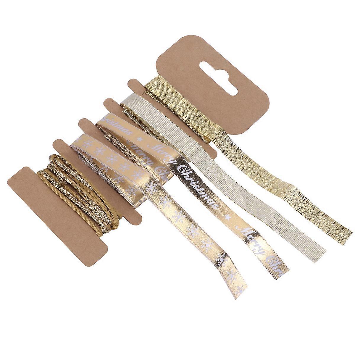 Christmas Printed Ribbon Crafts Ribbon for Decoration 1m 5 Patterns Set