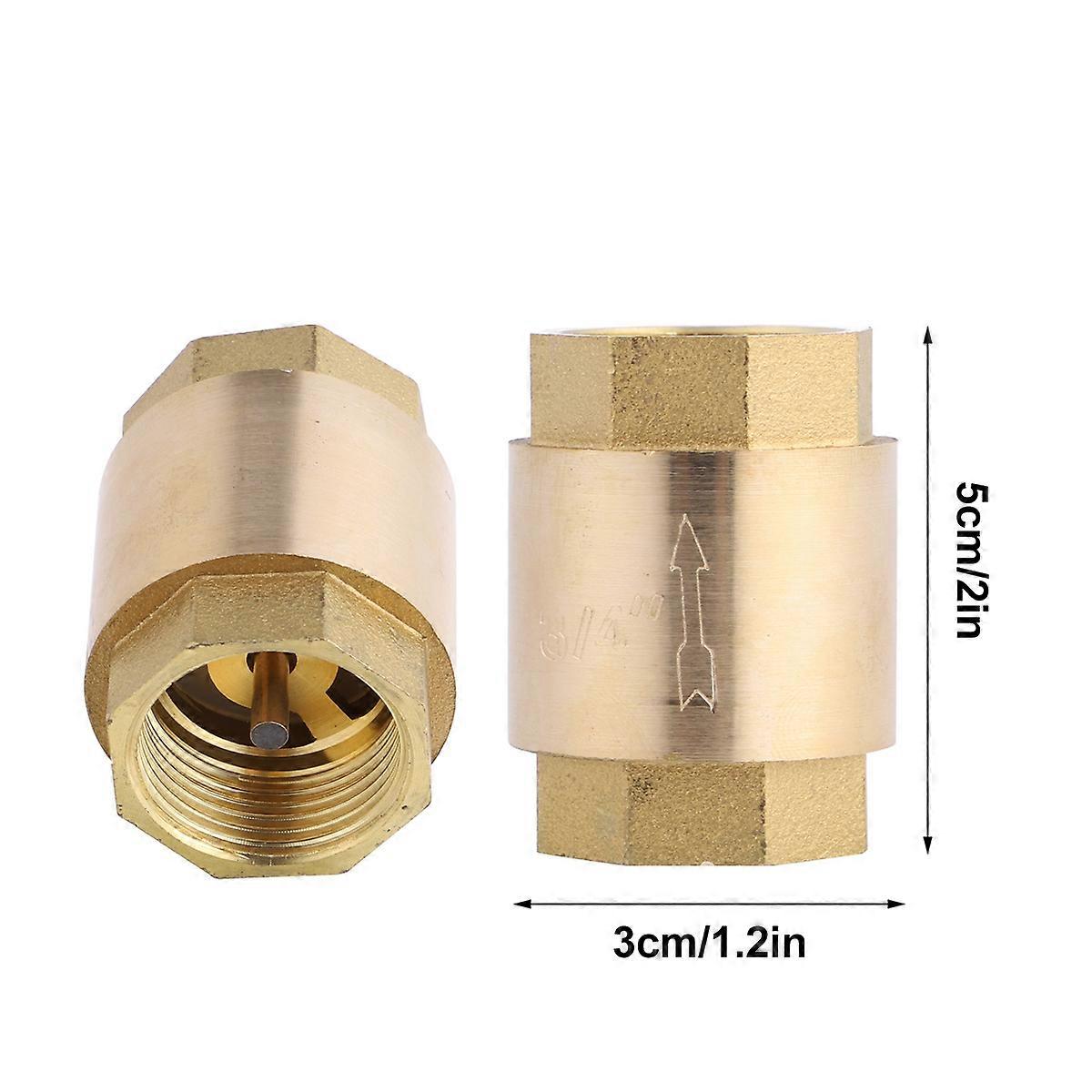 Vertical Type Check Valve Brass Connector for Water Pipe 2Pcs Home Use