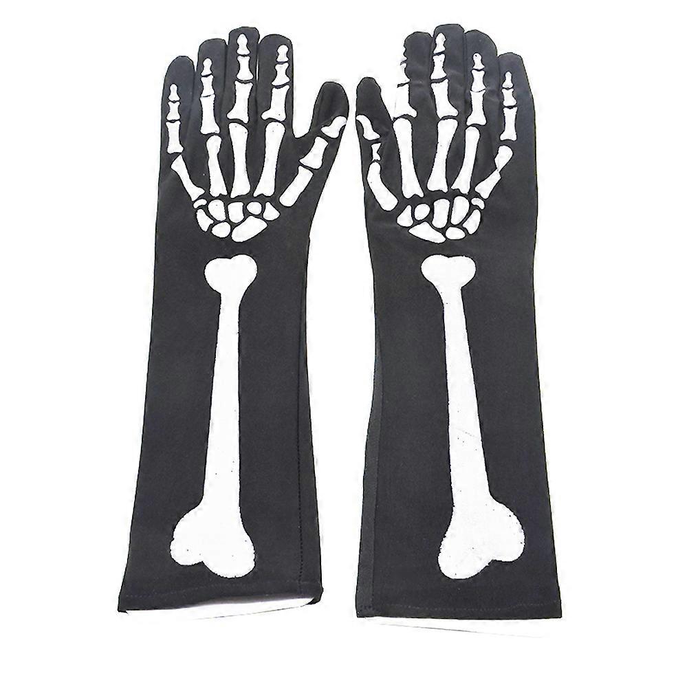 Bone Gloves Skull Printing Long Arm Warmer Gloves for Halloween