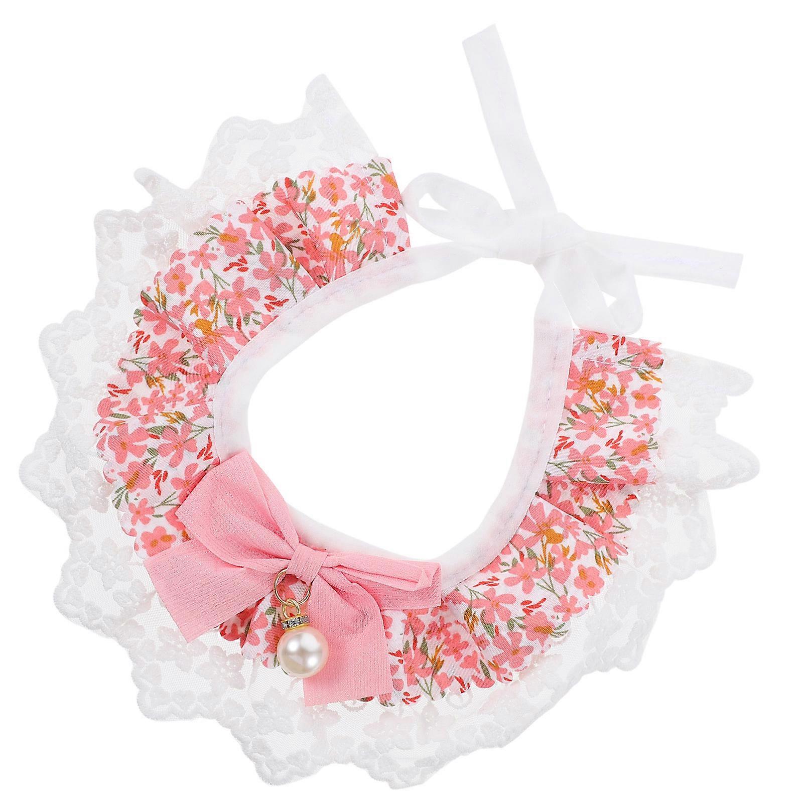 Pink Lace Cat Collar for Decorative Pet Use Adjustable Princess Style