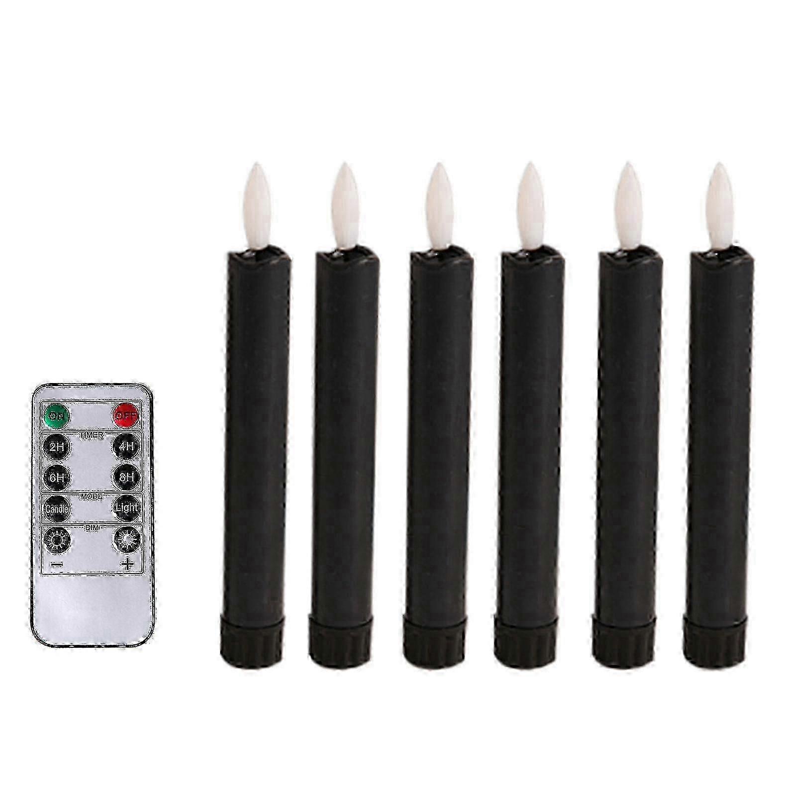 6x Led Candles 3d Wick Flameless Taper Candles For Wedding Party Ivorys WhiteP20211224199