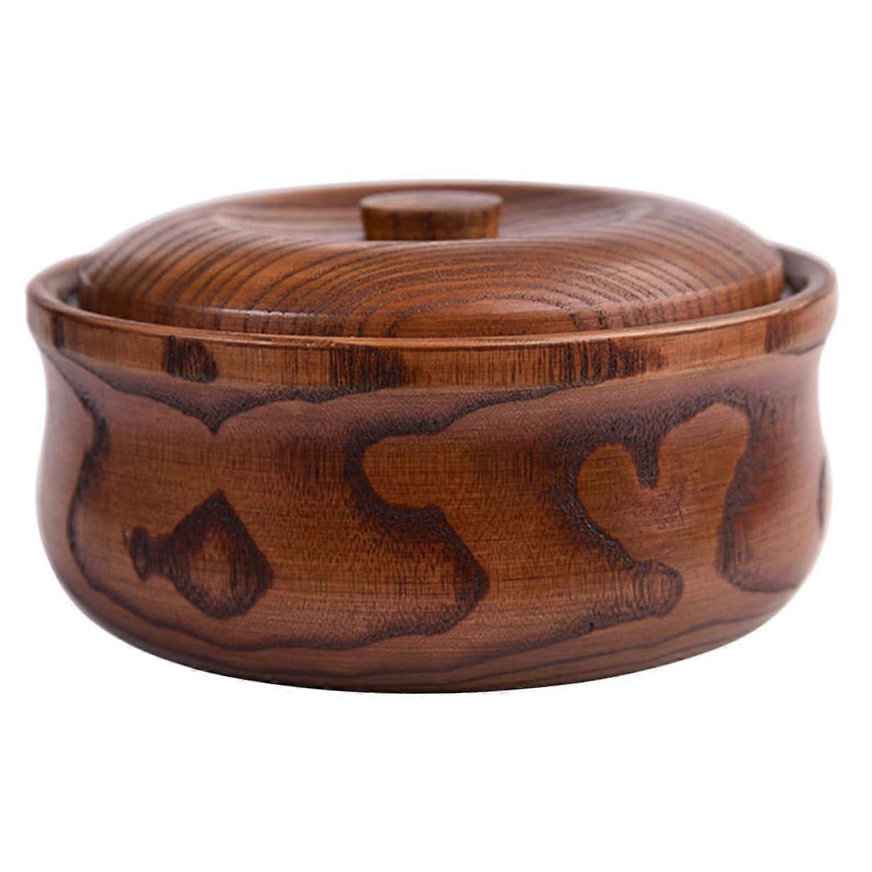 Round Wooden Fruit Serving Plate Lid, Rustic Design For Snacks And Desserts, Party And Home Use, Small Storage