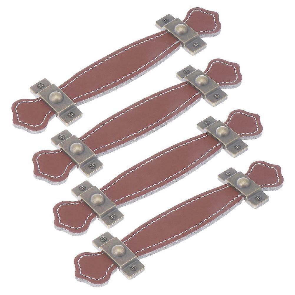 Drawer Pulls PU Strap Handles for Cabinets 8Pcs Brown