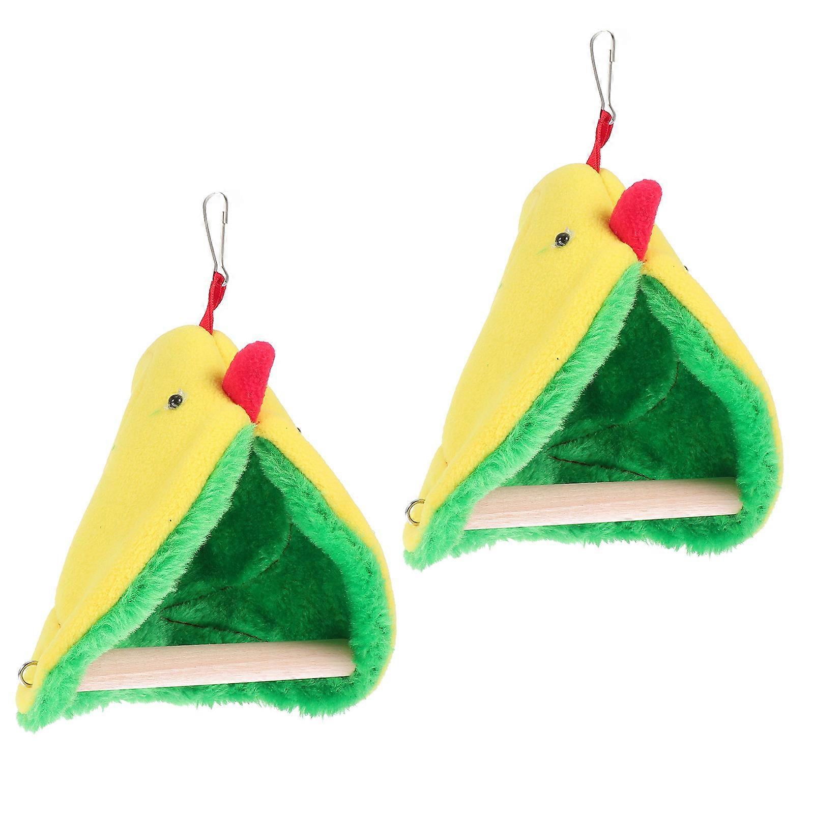 Parrot Warm Nest with Standing Frame for Storage 2Sets Green Wood Cotton