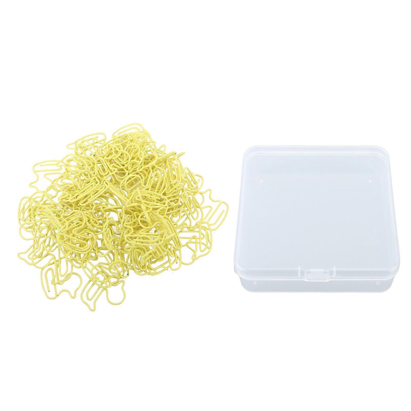 100pcs Paper Clips Cute Duck Shaped Decorative Metal Paperclips with Storage Box for School Office Yellow Duck