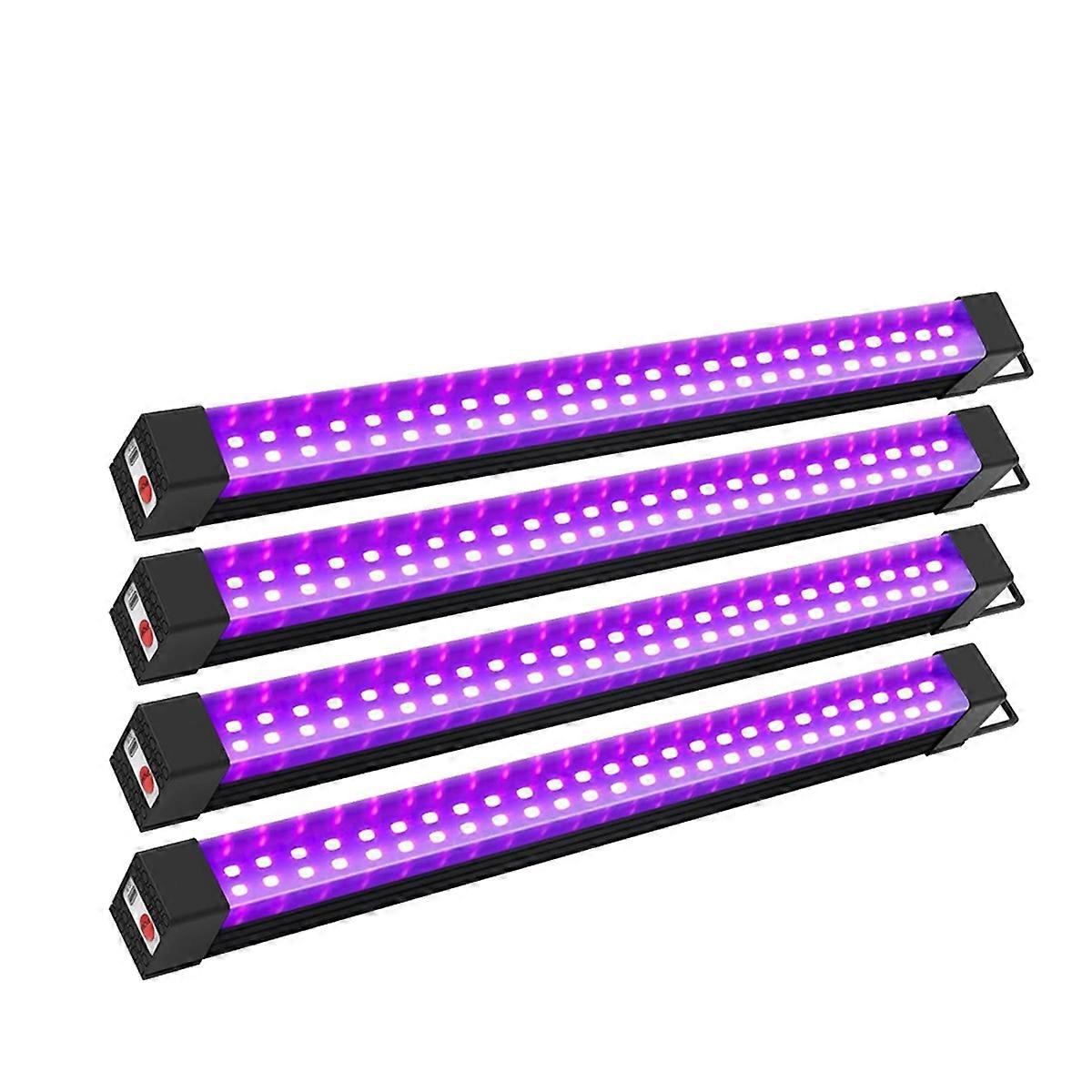 Rechargeable Black Light Bar 4 Packs, Battery Powered Black Lights for Glow Party, Cordless UV Stri