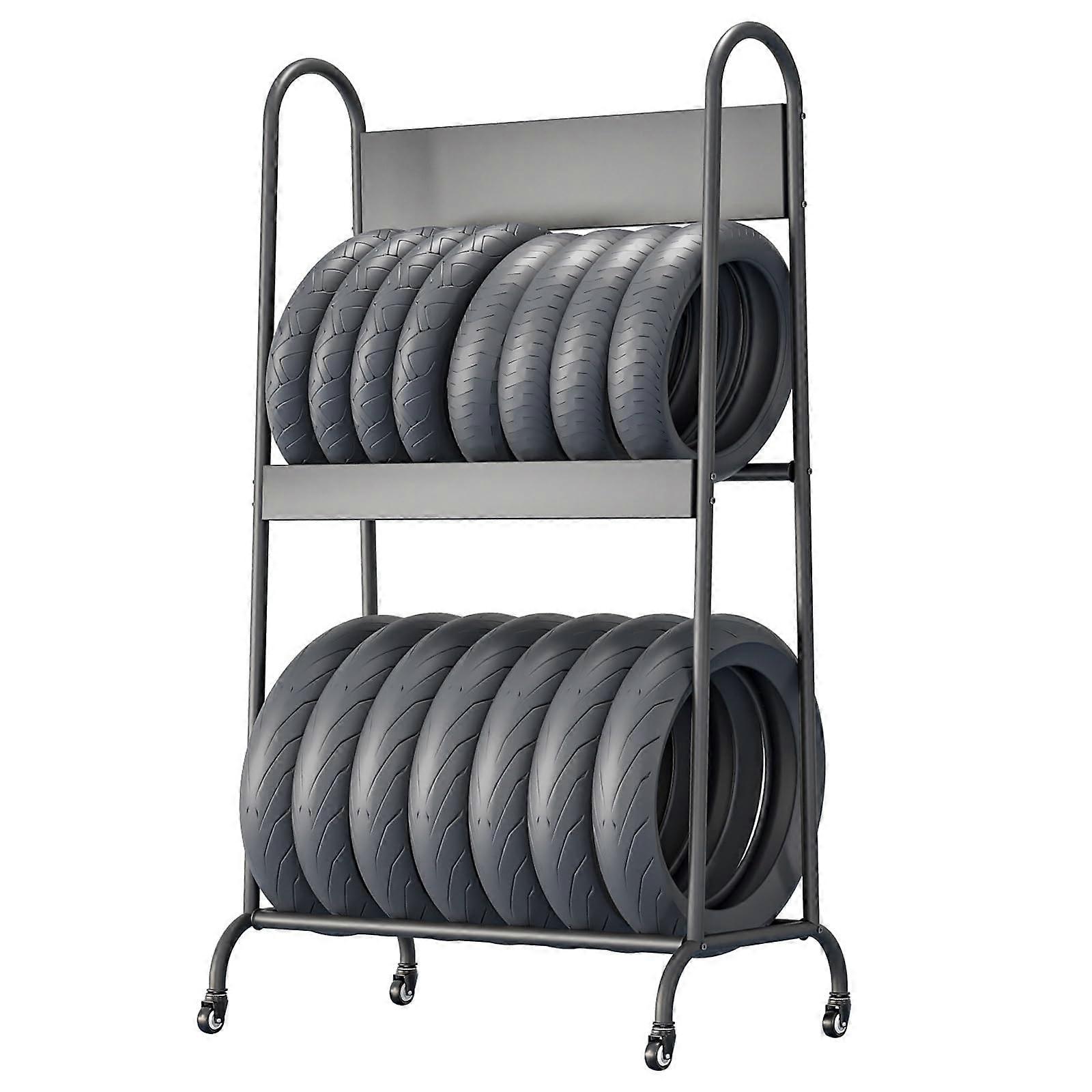 Motorcycle Tire Storage Stand Standing Tire Rack For Garage Workshop With Wheel All Season Tire Shelf 100x56x175 cm