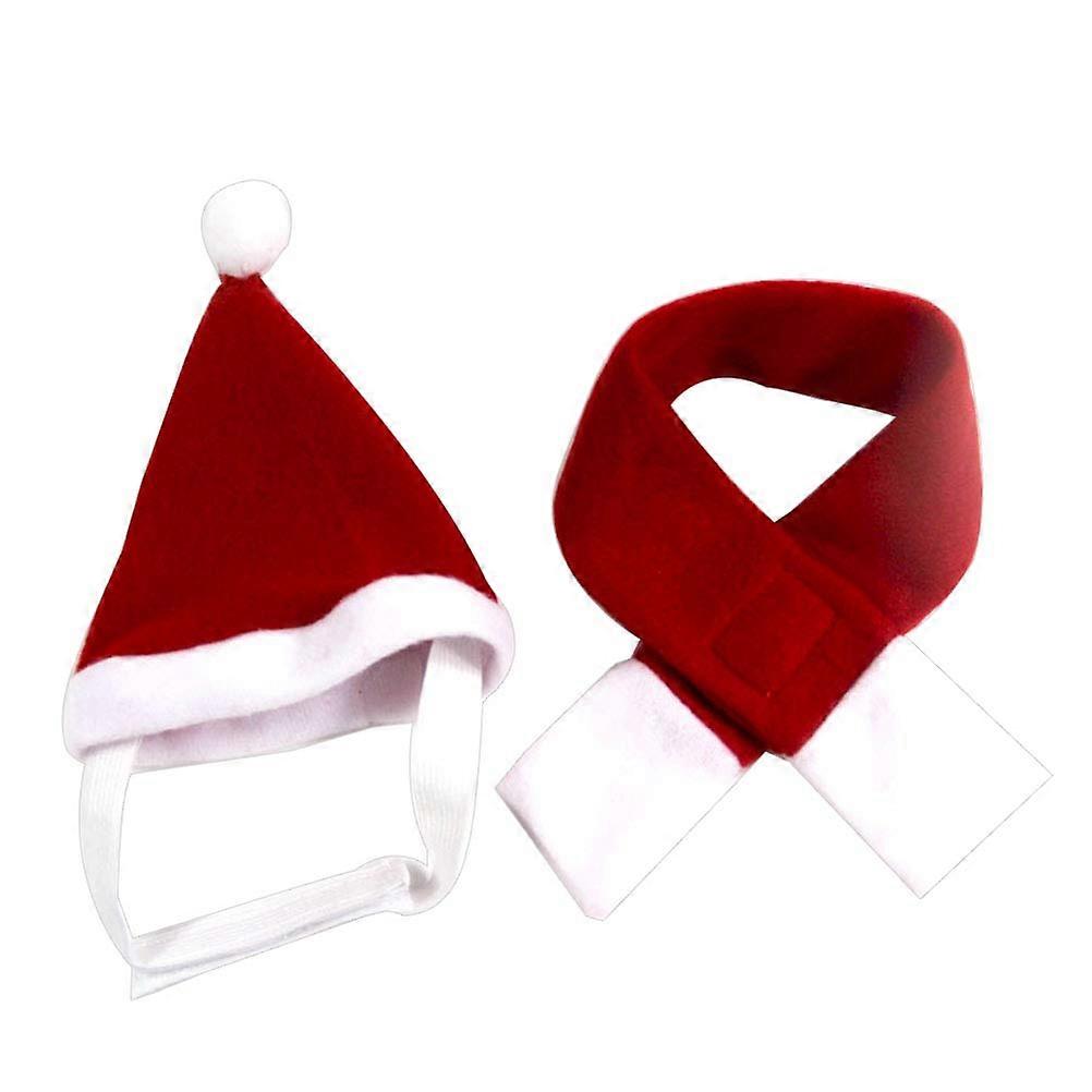 Dog Scarf and Christmas Hat Set for Keeping Warm Red