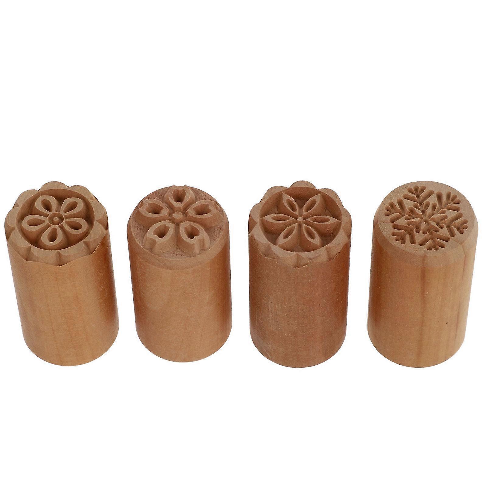 Practical Wooden Cake Stamper for Baking 12Pcs Khaki Moon Cake Supply