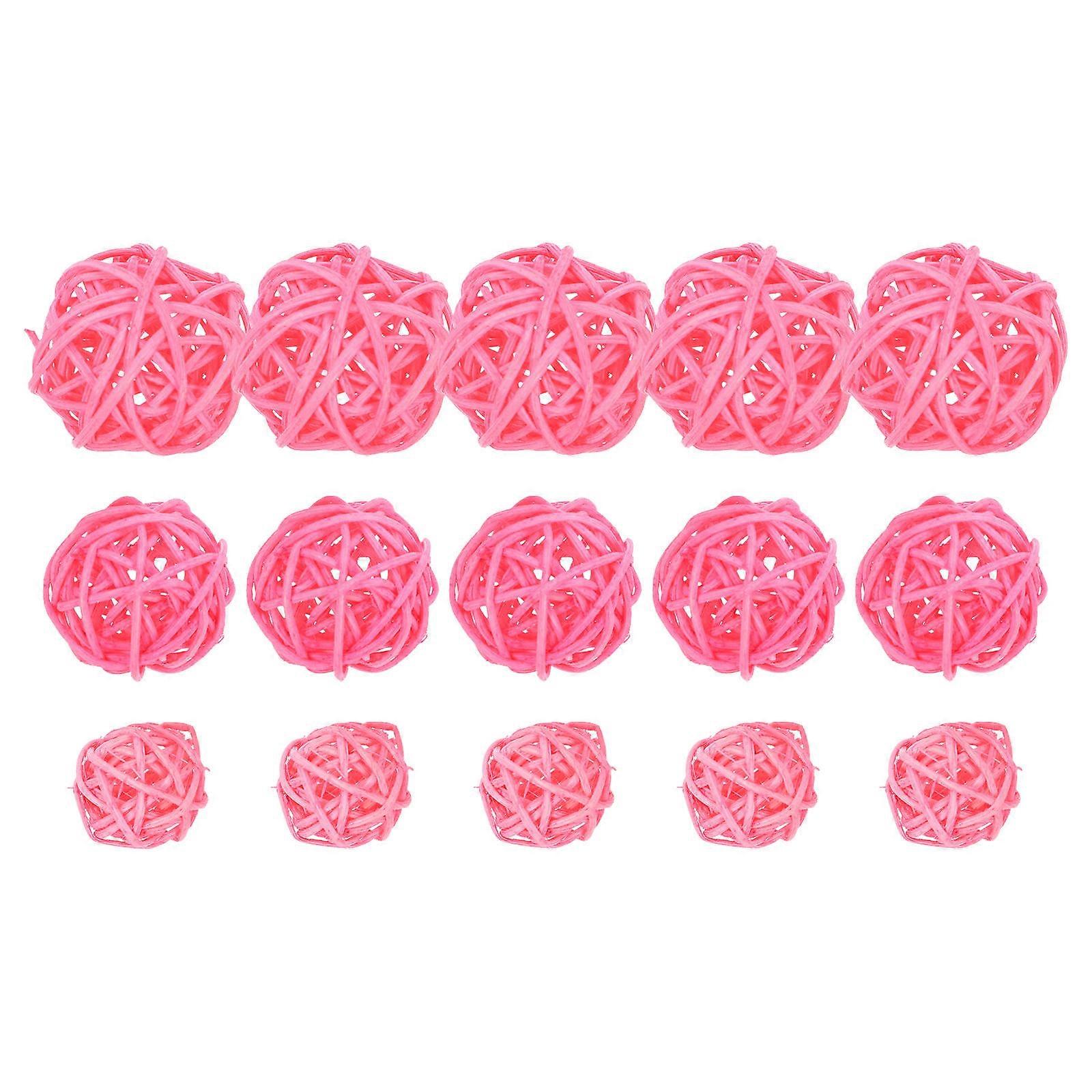 Pink Wicker Rattan Ball Set for Wedding and Party Decoration 30Pcs