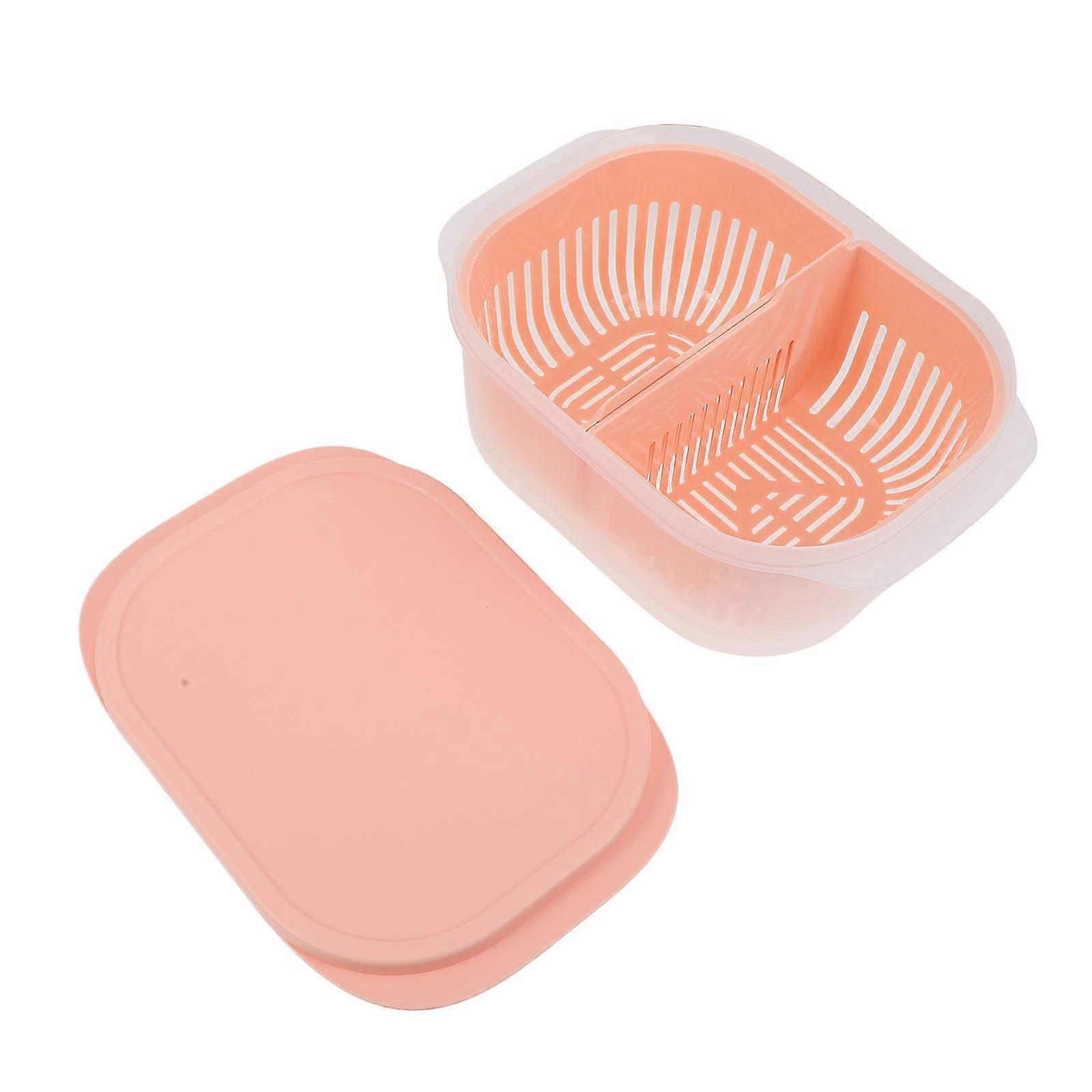 Food Storage Boxes Drainage Containers Compact Size Pp For Fridge Pink 22.8X15.8CM Vegetable Containers 1Pack