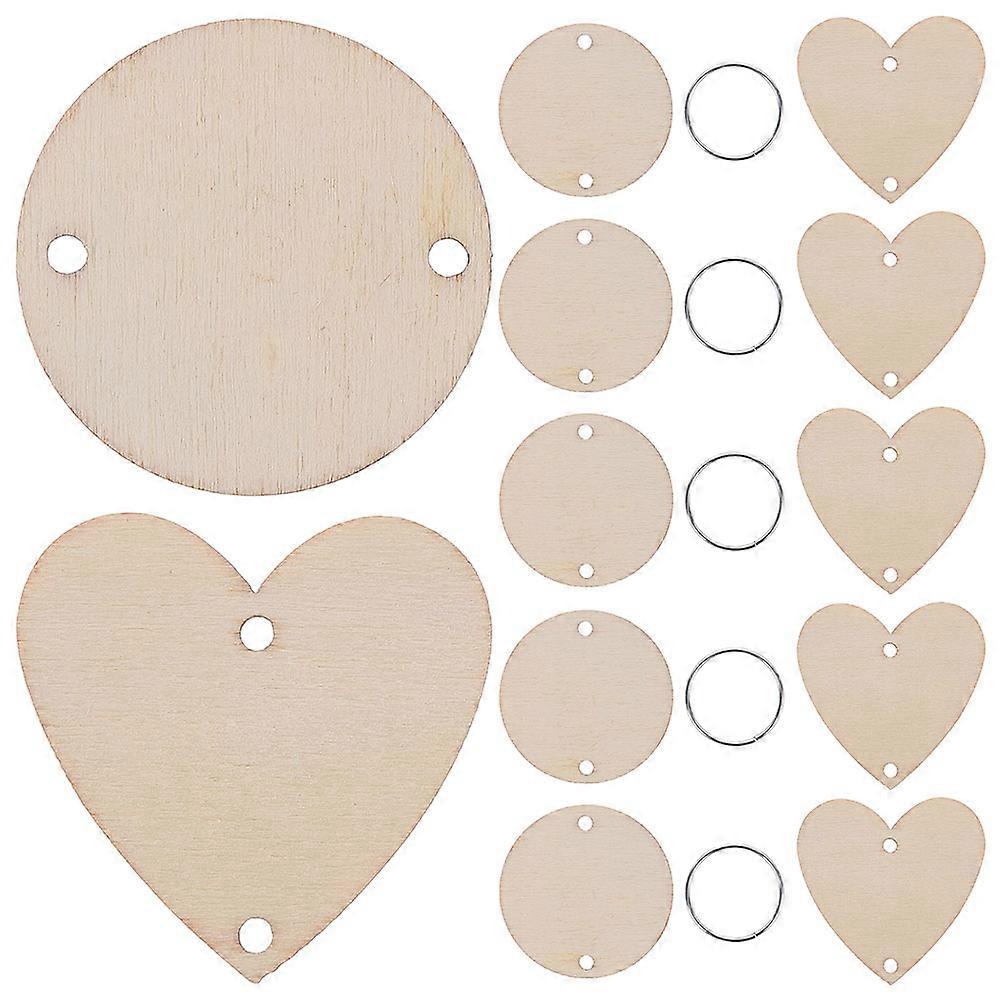 Wooden Tags with Holes Heart Wood Blanks for DIY Use 5Sets Beige