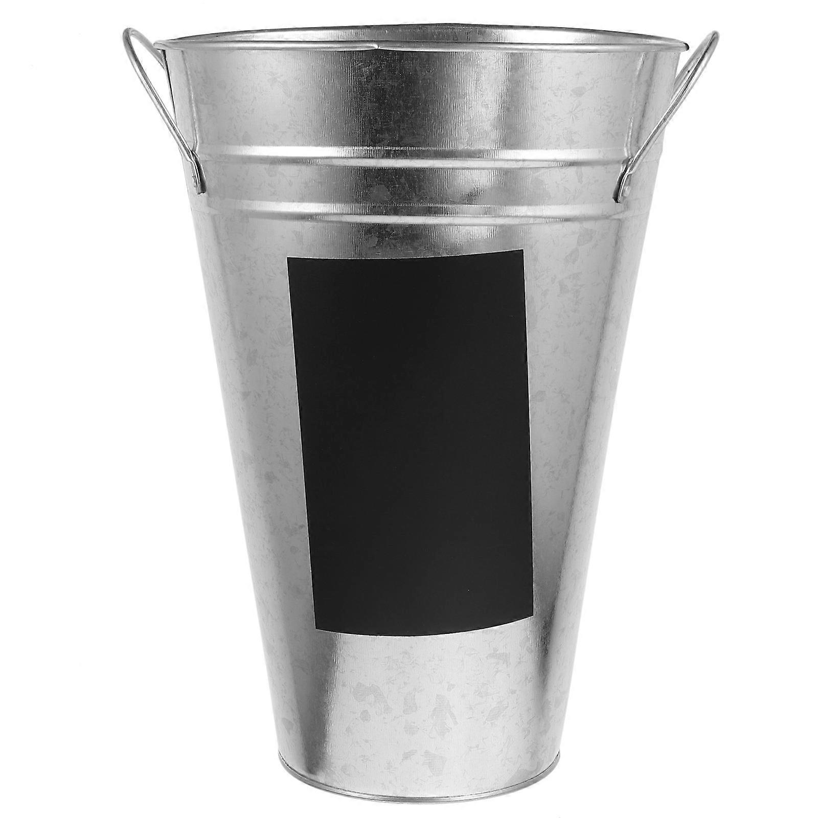 Iron Sheet Planter for Gardening Use 3Pcs Silver Display Flower Tub with Blackboard