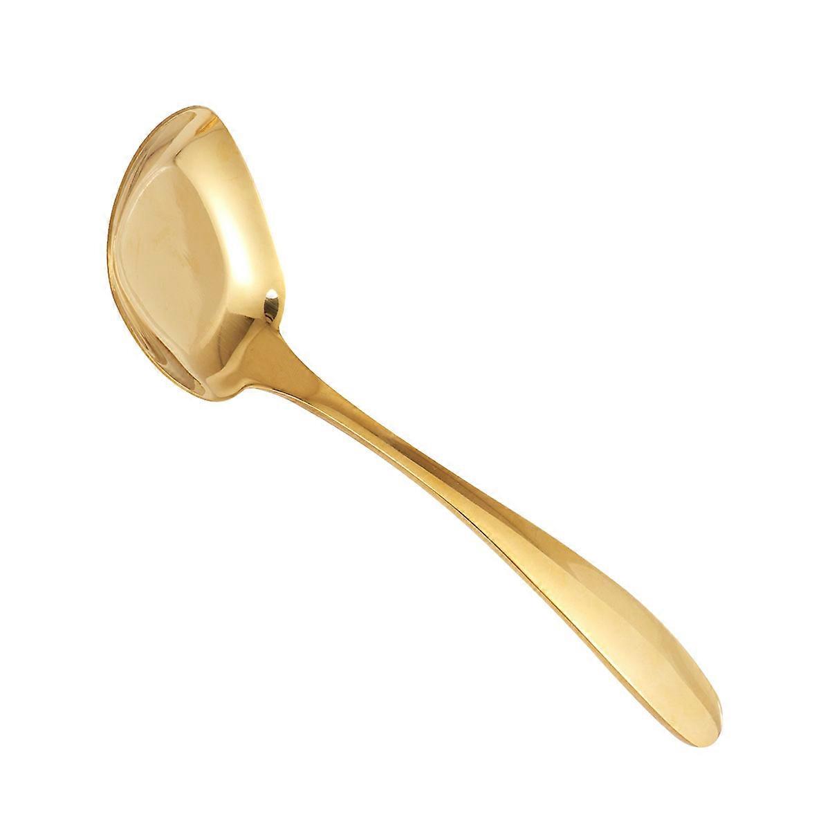 Stainless Steel Dessert Spoon Noble Golden Large Size Resists Rust Easy to Maintain 1Set