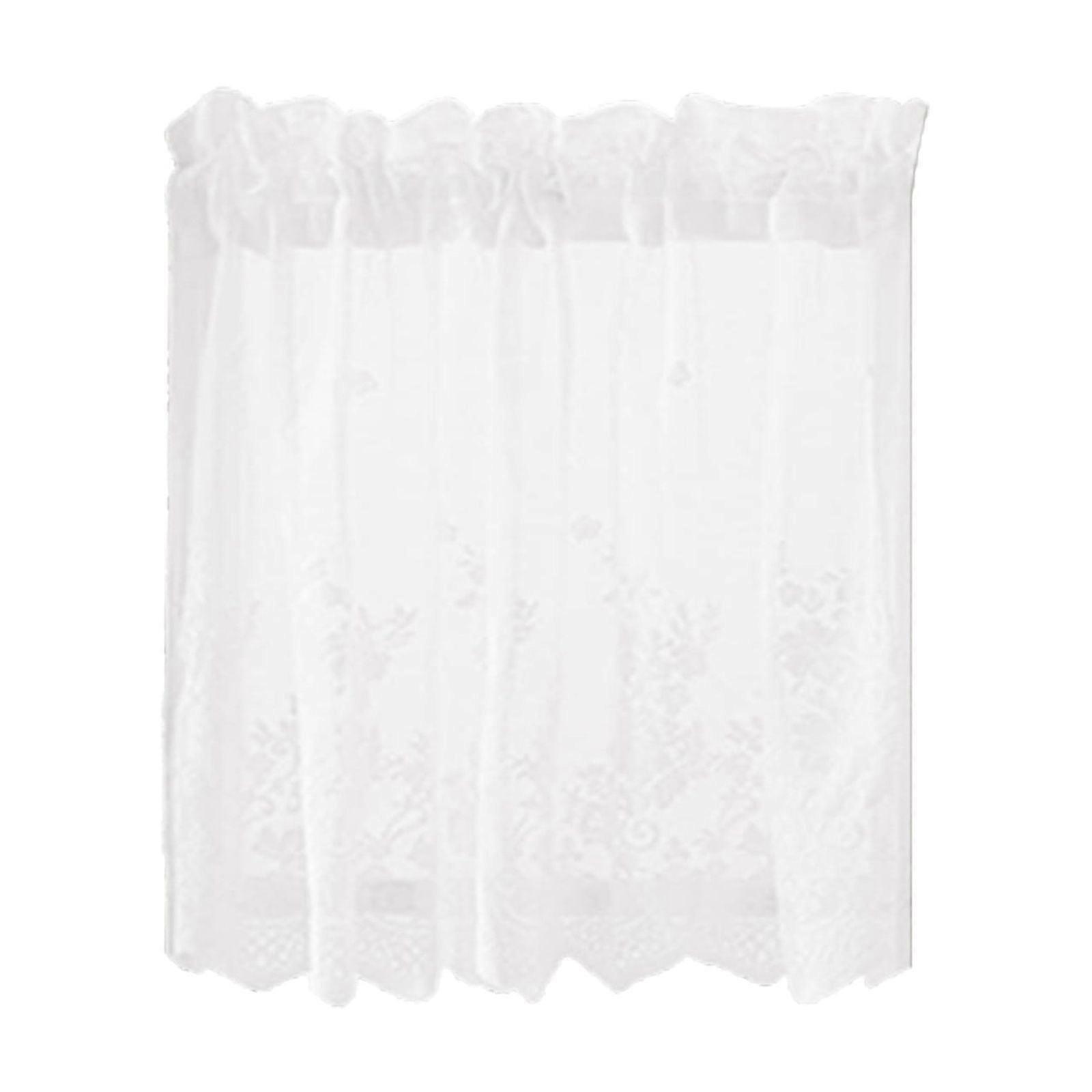 Pedty Traditional White Solid Print Panel Sheer Curtains, 24 x 29 in