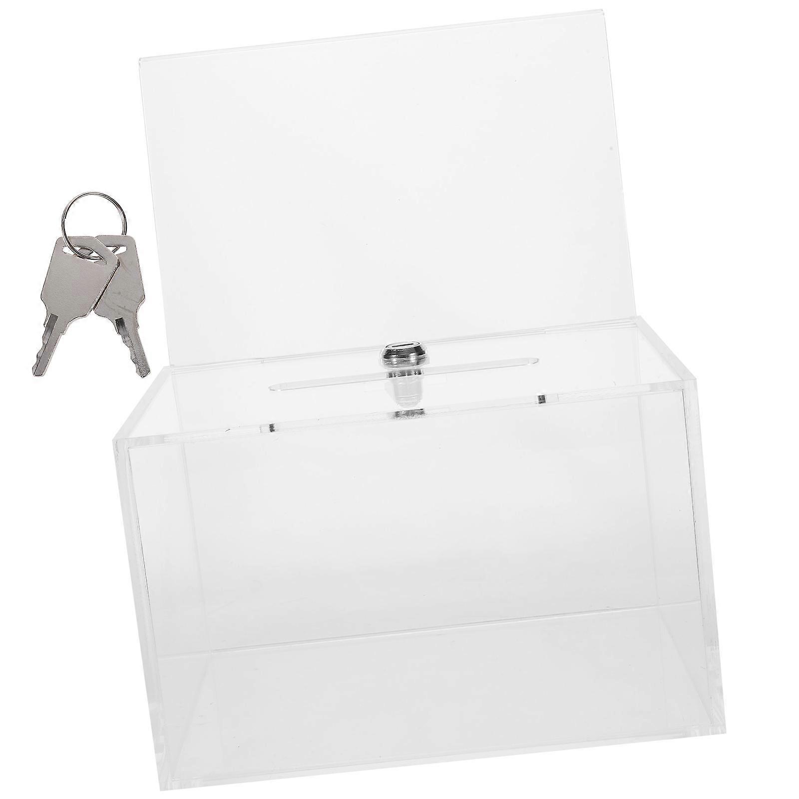 Donation Box Clear Acrylic Lock Box for Fundraising 4Sets