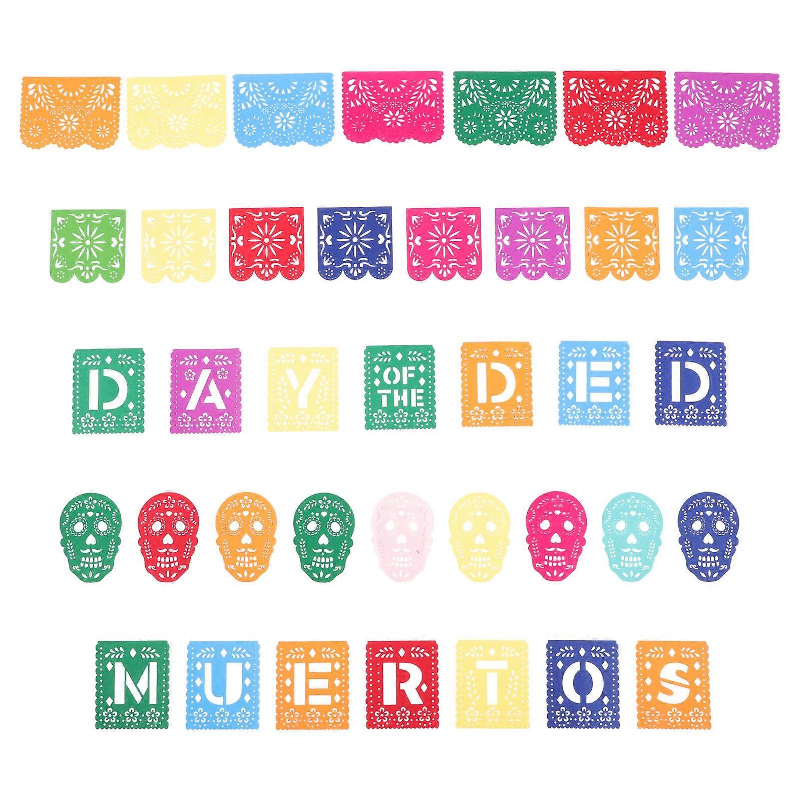 Assorted Color Mexican Party Banners Creative Hanging Flags For Party And Photo Session 20x14cm 16 Sets