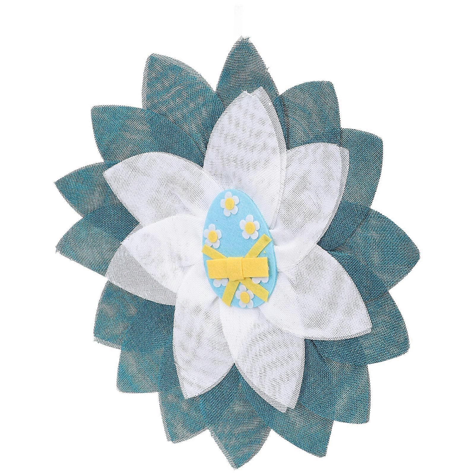 Decorative Easter Wreath for Front Door Blue Cloth 4Pcs Easter Egg Wreath