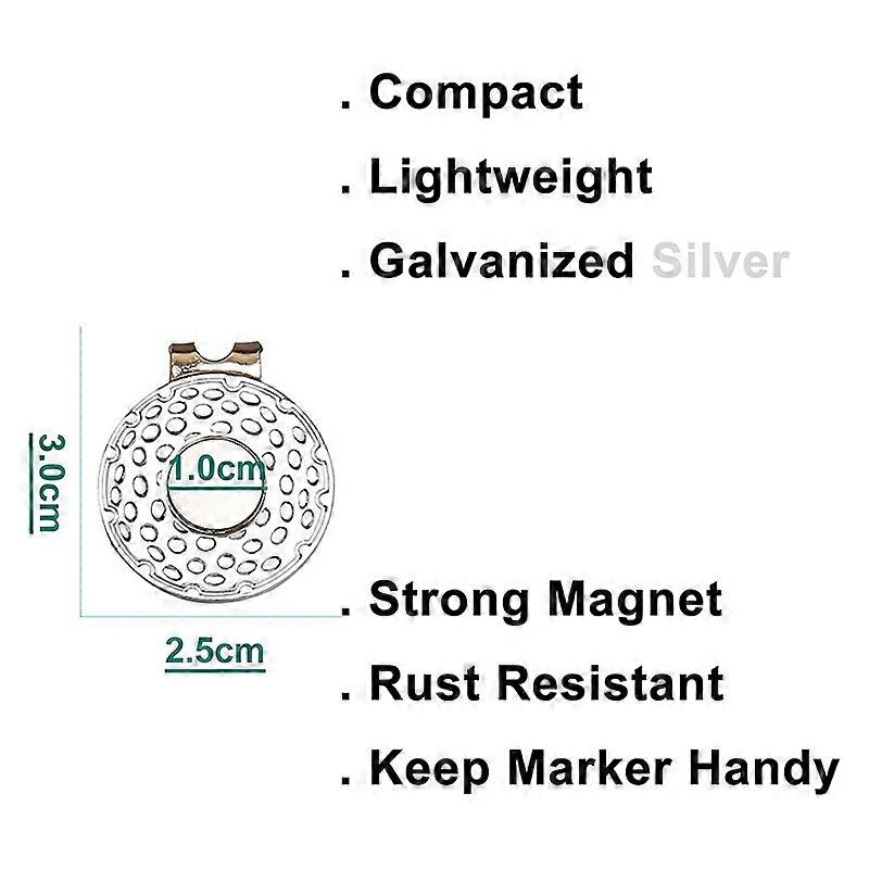 Magnetic Golf Hat Clips Ball Marker Holders Silver