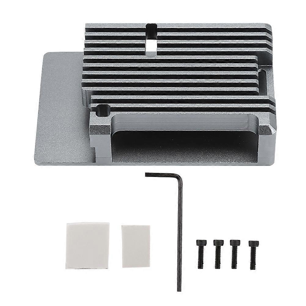 CNC Aluminum Alloy Housing with External Slot Built In Hot Column Enclosure for Raspberry Pi 4(Gray )