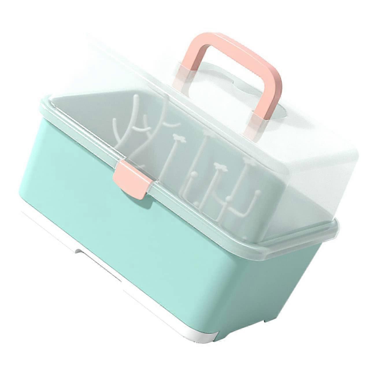 Portable Bottle Dryer Rack Organizer With Cover Keeps Bottles Cups Dinnerware Dry And Dust Easy To Move With Handle For Parents