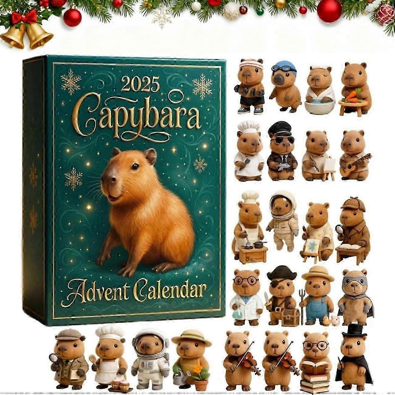 suitable for Capybara Advent Calendar 2025,2d Acrylic Capybaras Ornaments Christmas Decor,24 Days Christmas Advent Countdown Calendar with 24 PCS Capy