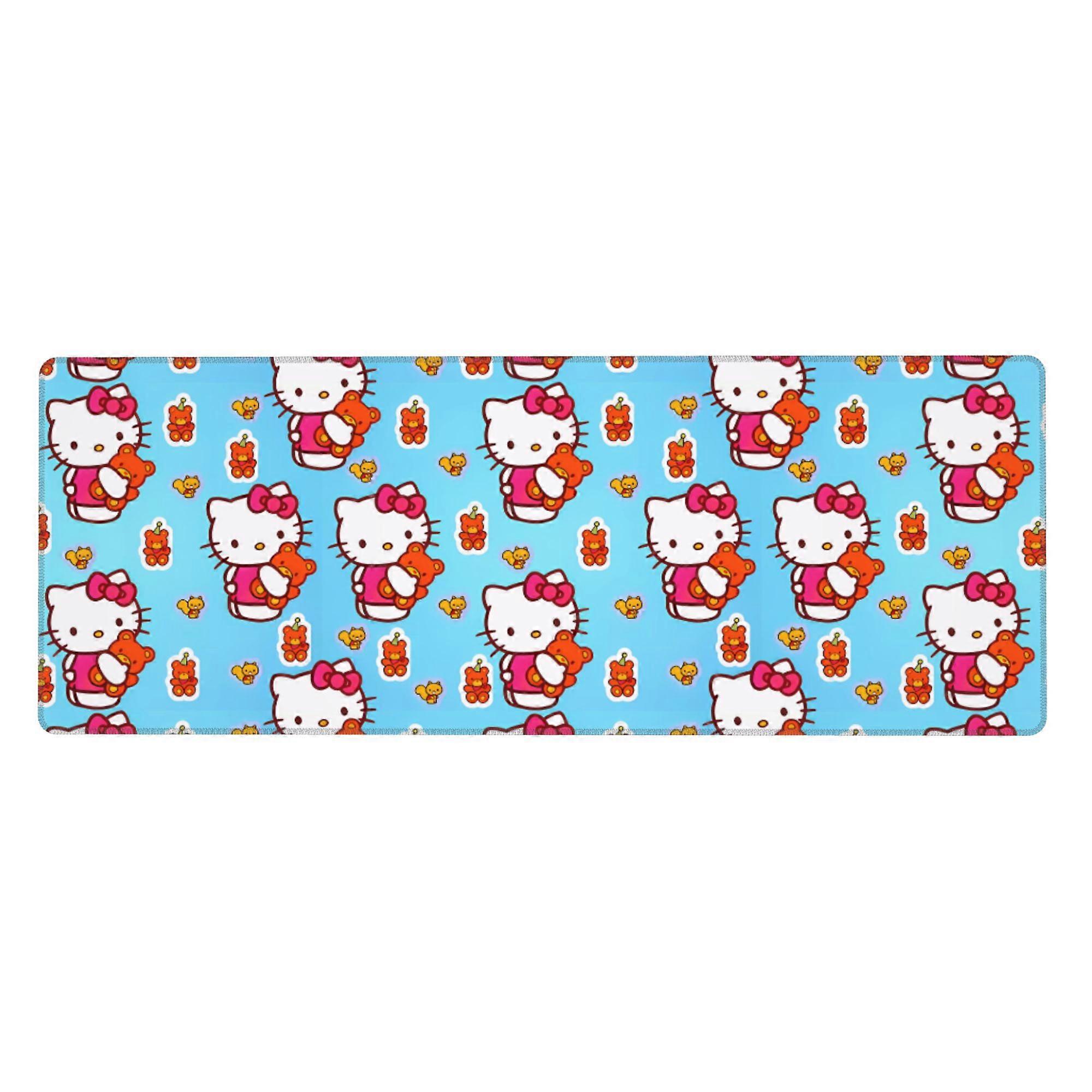 Hello Kitty Extra Large Rubber Keyboard Pad Square Waterproof Desk Pad Suitable for Desktop Decoration Desk Accessories 12x31.5in (Horizontal)