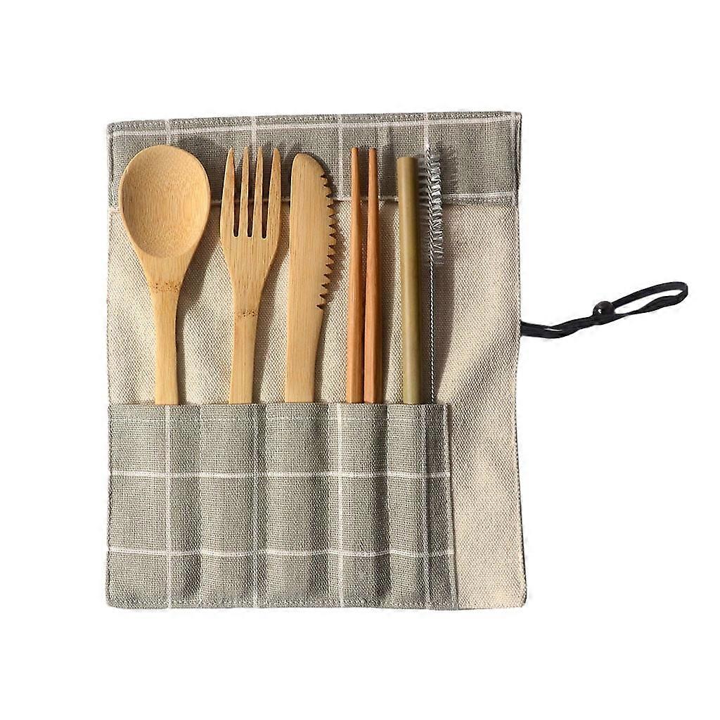 Clearance！FNGZ Tableware Portable Bamboo Cutlery Travel Eco-friendly Fork Spoon Set Include Reusable Bamb